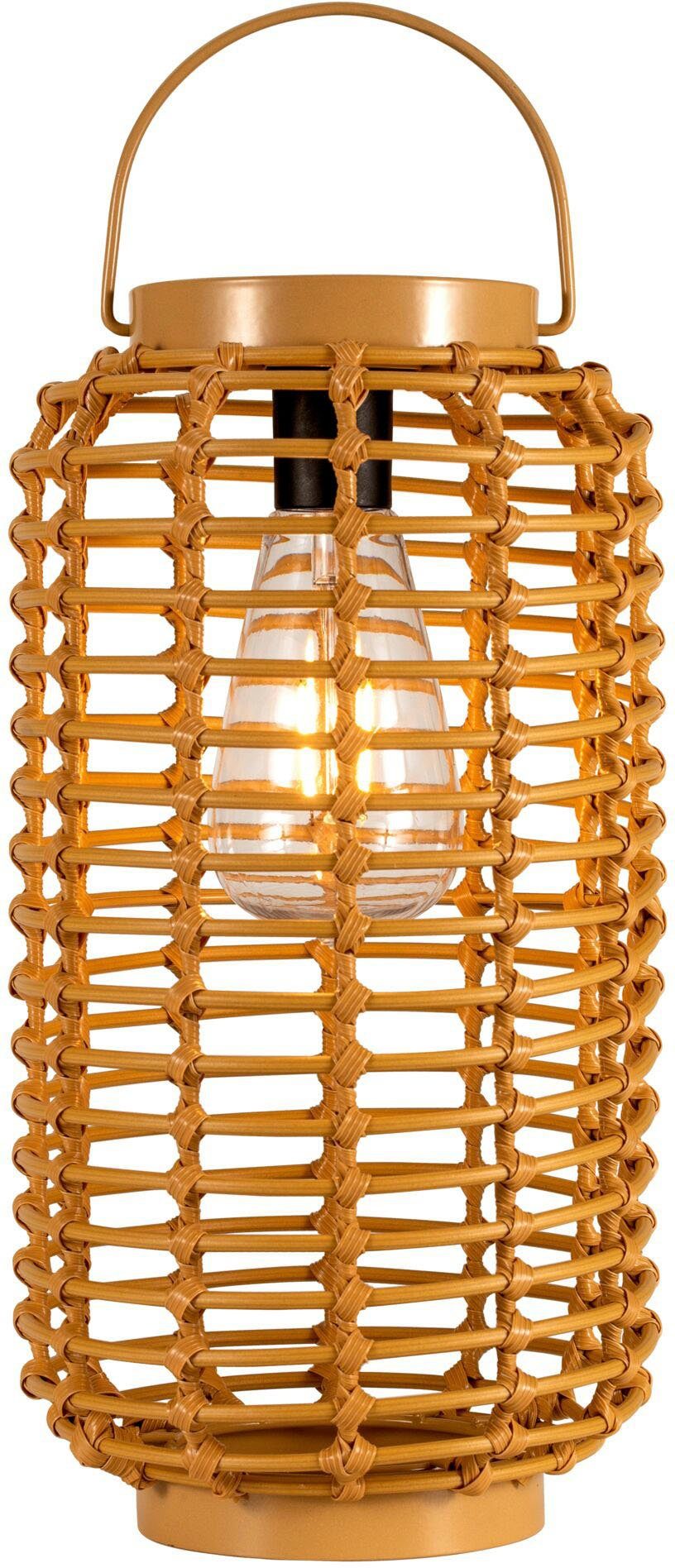 Pauleen LED Laterne Sunshine Darling Solarlaterne Beige Rattan/Metall/Kunststoff, LED fest integriert, Warmweiß, Solar
