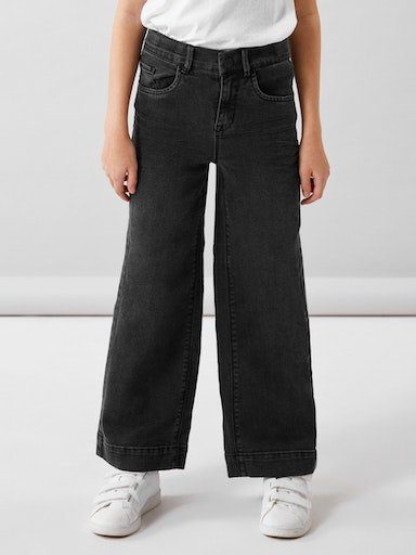 Name It Weite Джинсы NKFROSE für Mädchen mit weitem Bein und High Waist unifarben, casual, loose fit, Baumwollmischung, Denim