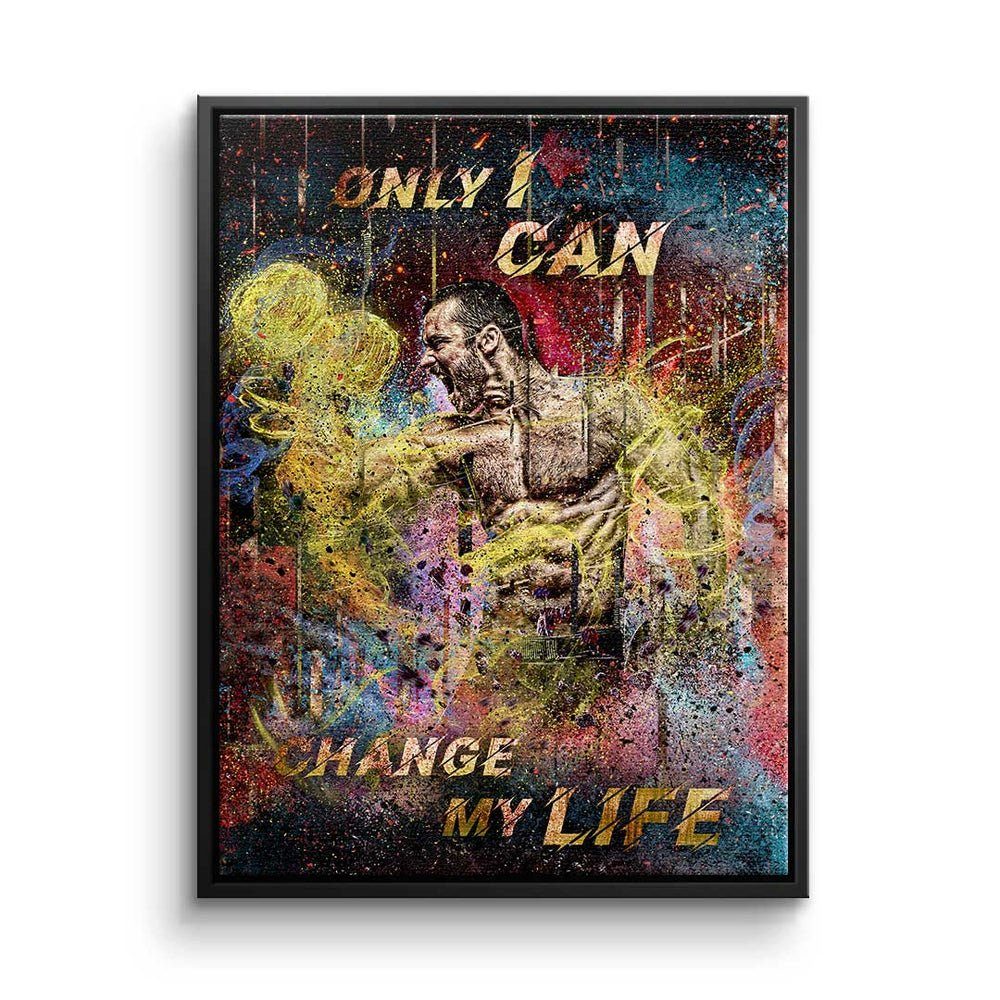 DOTCOMCANVAS® Leinwandbild, Premium Leinwandbild - Rahmen Life Change - My Only Motivation ohne I Train Can 