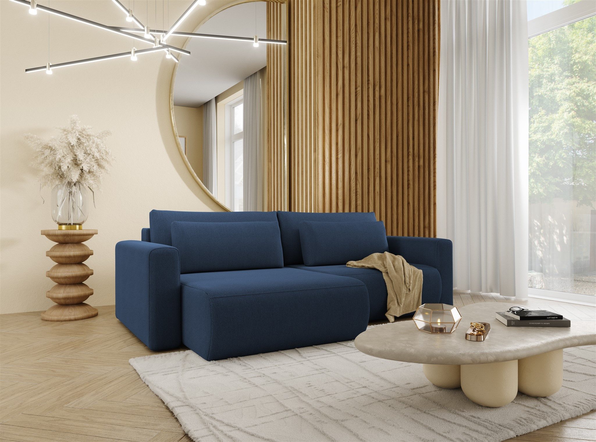 Fun Möbel Ecksofa Schlafsofa Sofa CHAIRA in Stoff Curio, Ottomane Links oder Rechts, Rundumbezug