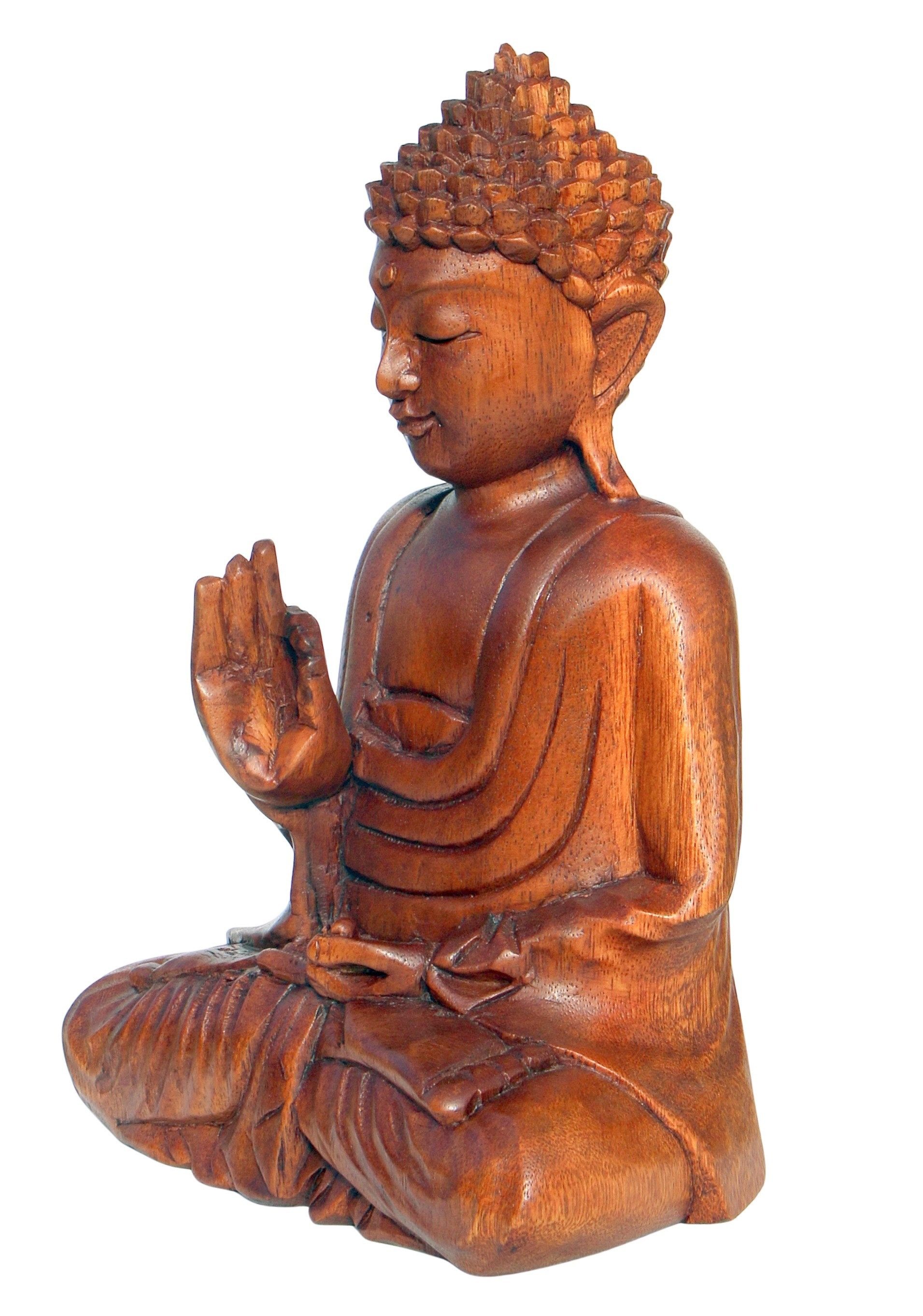 Wogeka Buddhafigur Meditation Buddha Holz-Figur Feng Shui