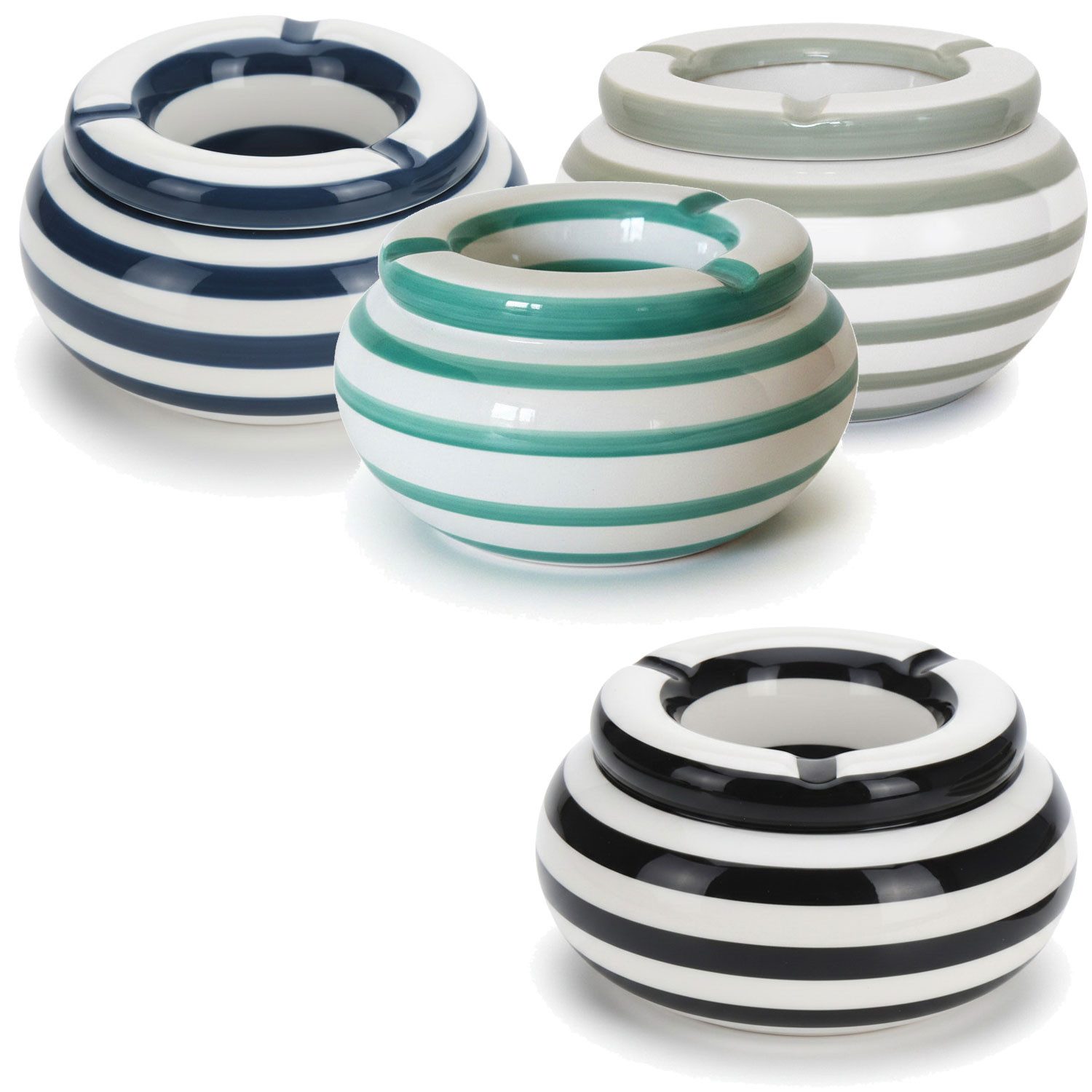 LS-LebenStil Aschenbecher XL Sturmaschenbecher 14x9cm Schwarz Weiß Windaschenbecher, Windaschenbecher Ashtray Tischaschenbecher Garten Balkon Deko