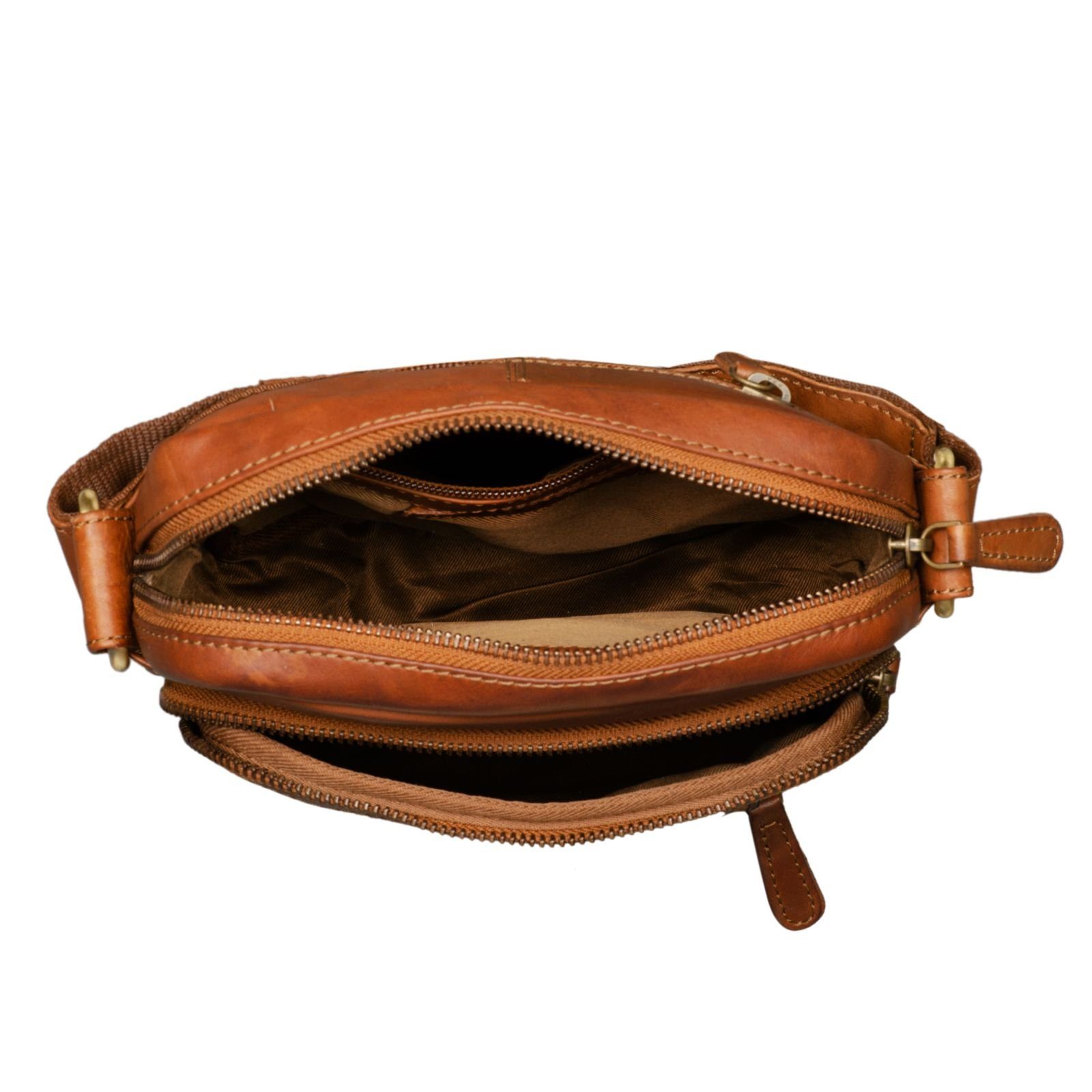 Leder Messenger "Zac" Umhängetasche / Kleine STILORD braun cognac Bag Herren