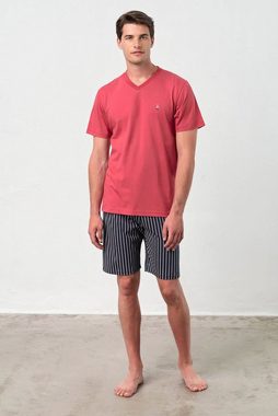 Vamp Schlafanzug UOMO di VAMP (Set, 2 tlg., Set) Herren Schlafanzug Pyjama Shorty Baumwolle V-Ausschnitt