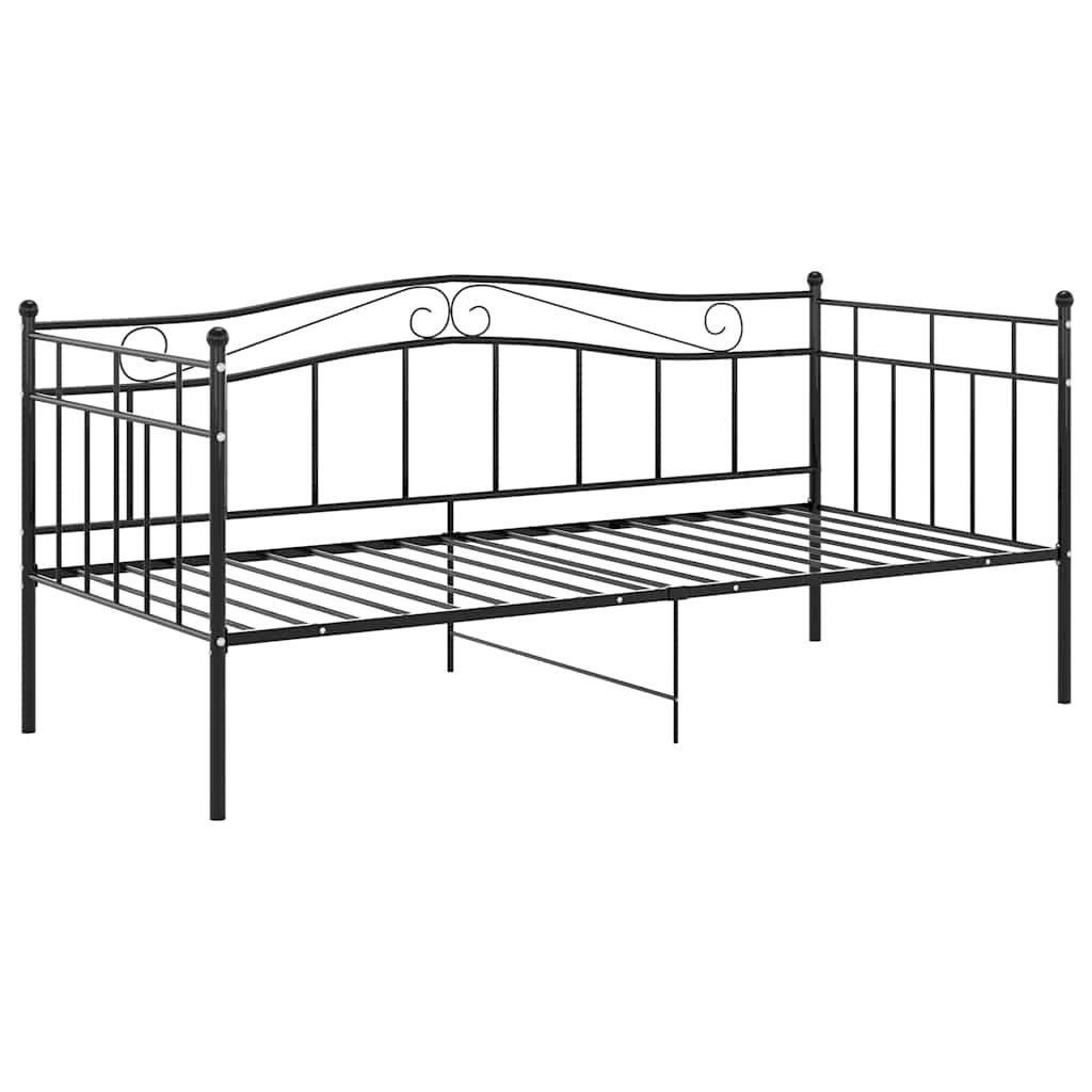 vidaXL Bett Schlafsofa Bettgestell Schwarz Metall 90x200 cm