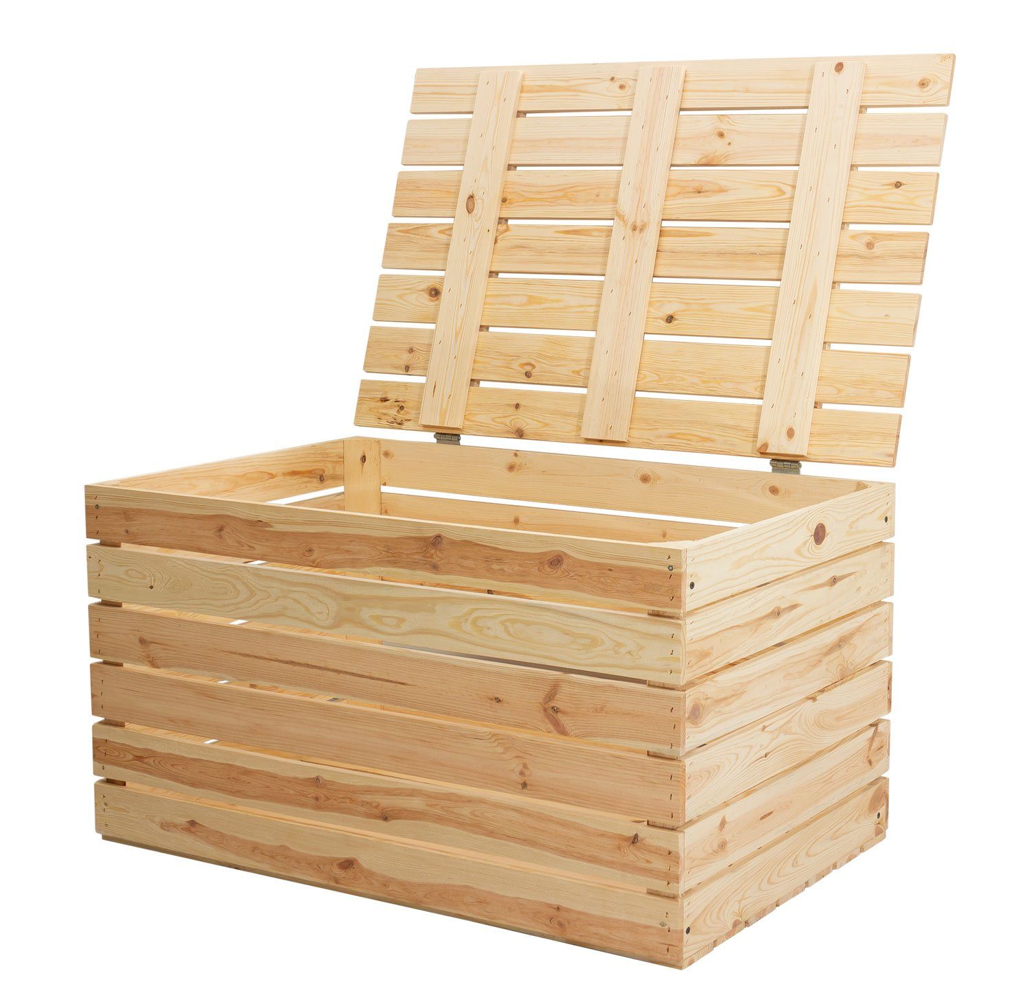 Allzweckkiste Grosse Holztruhe 80er Natur mit Deckel 80x50x39cm