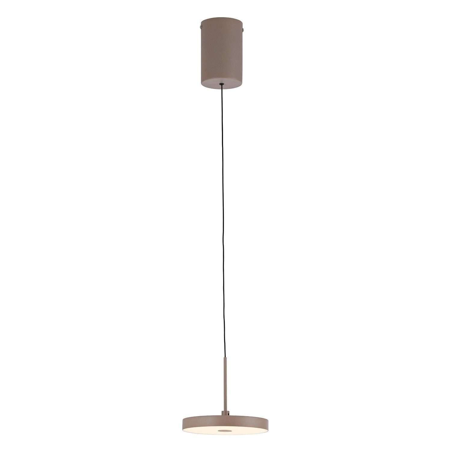 JUST LIGHT LED Pendelleuchte PLATA, 1-flammig, Sandbraun, Metall, Dimmfunktion, LED fest integriert, Extra-Warmweiß, Höhenverstellbar, Ø 15,2 x H 160 cm