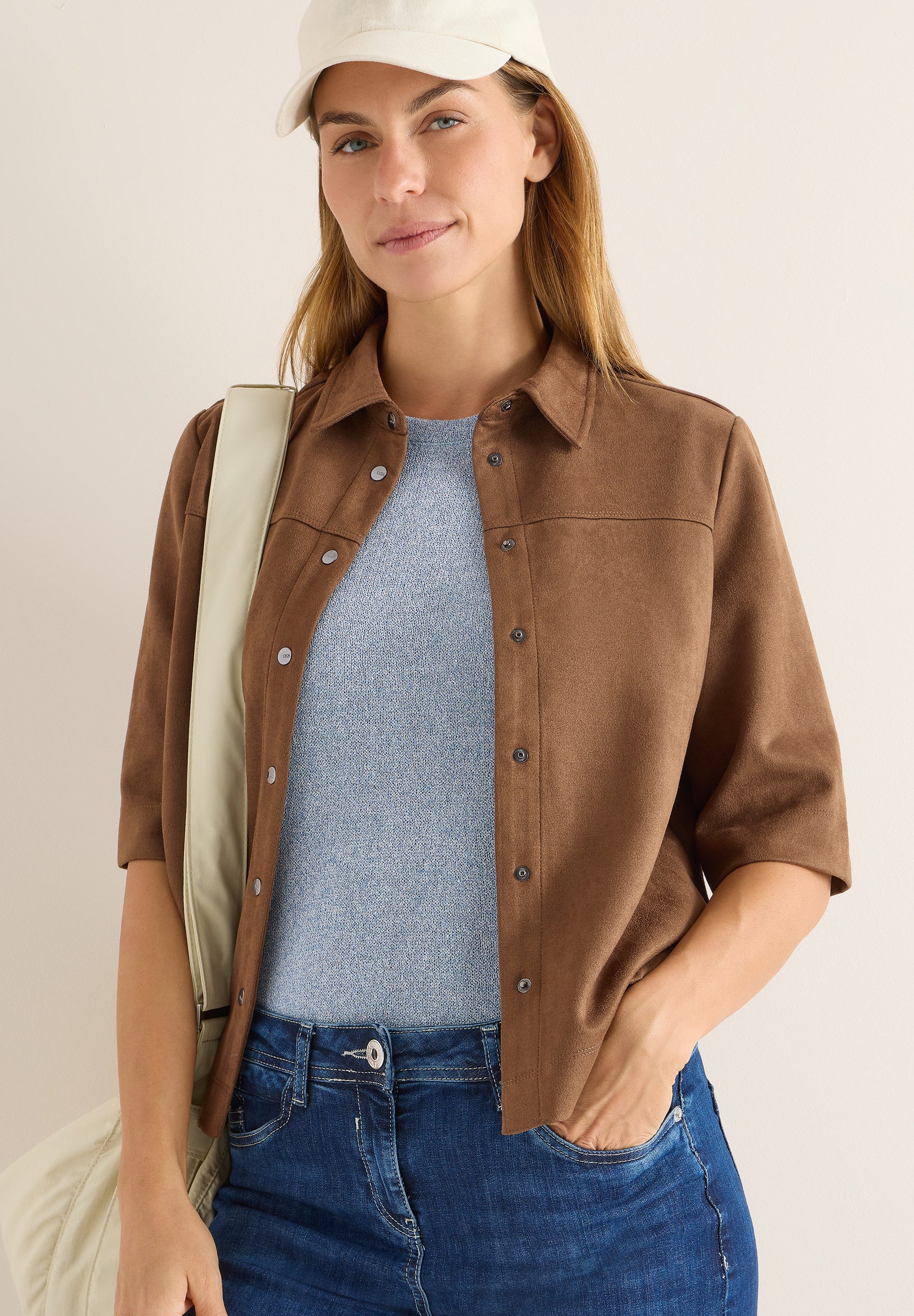 CECIL Hemdbluse aus Veloursmaterial günstig online kaufen