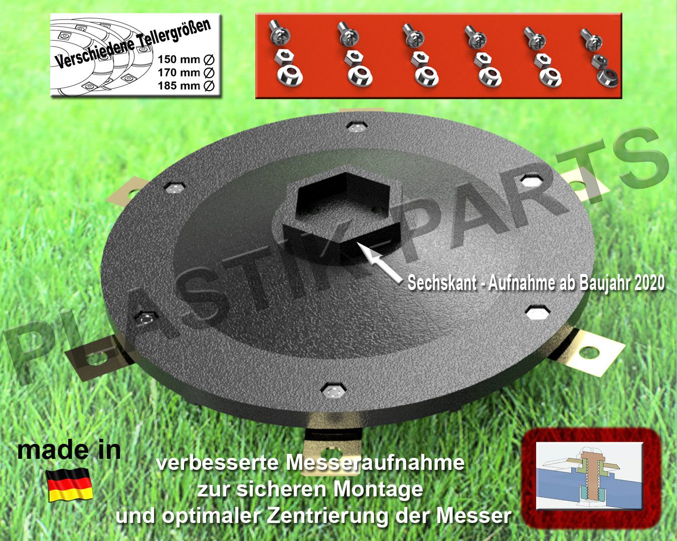 Plastik Parts Mährobotermesser Messerscheibe 6 Klingen Messerteller WORX Landroid L WR148E WR147E