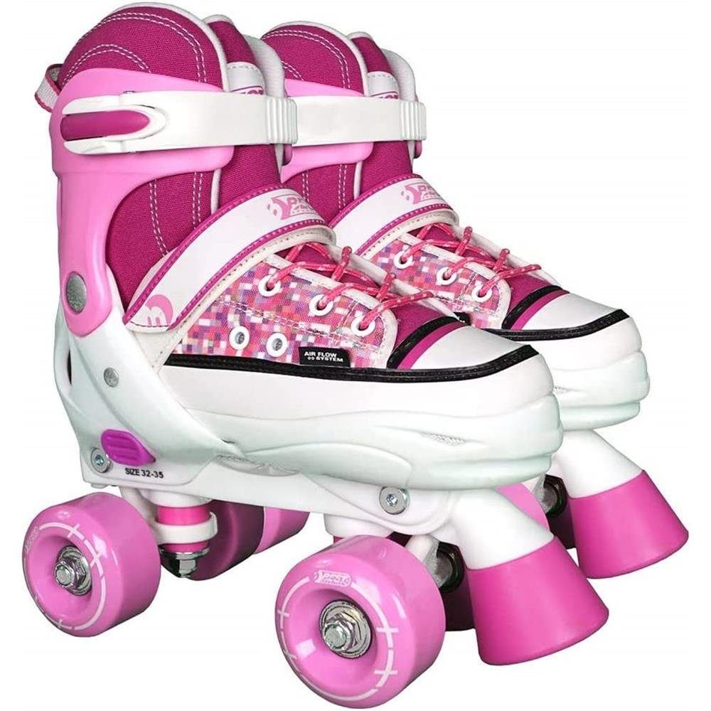 Best Sporting Rollschuhe Quad Style, Pink / Weiß, Größe 32-35 verstellbar, Rollerskates für Kinder
