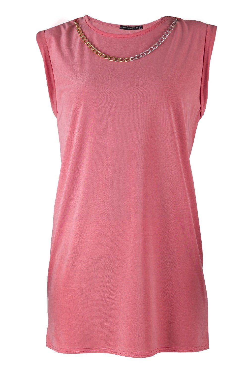 Blusentop Korallenrote Bluse + Kette M