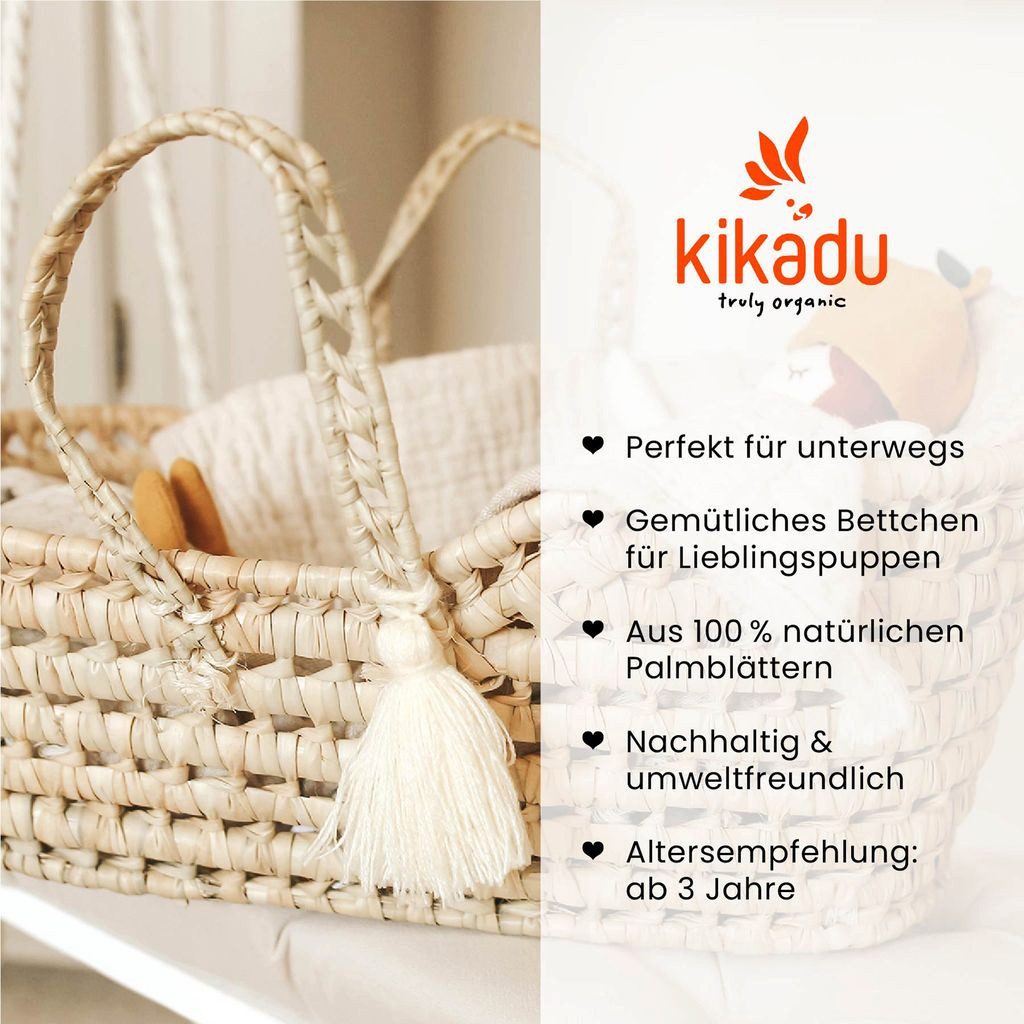 kikadu Aufbewahrungskorb Großer Puppenkorb, aus handgefertigten Palmblättern