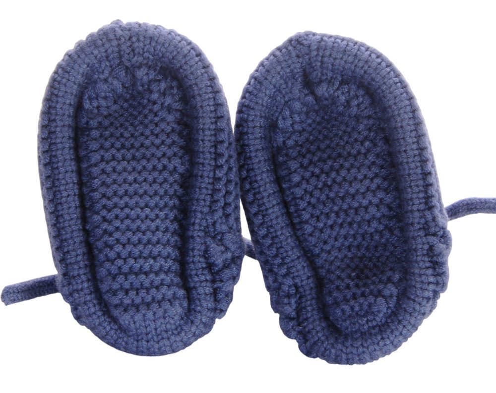 La Bortini Füßlinge Baby Strickschuhe Socken 3-6Mon Stricksocken Erstlingssocken weich, in Blau, für Neugeborene, warme Füßlinge – Bild 2 von 5