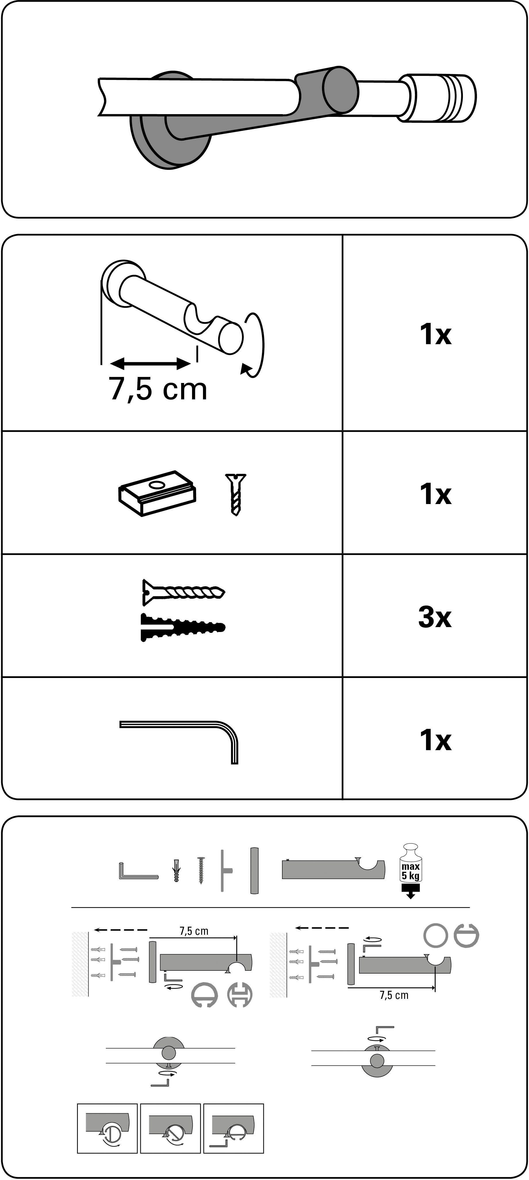 Ø 16 Memphis, GARDINIA, mm messingfarben Memphis Träger Einzelprogramm (1-St), Serie