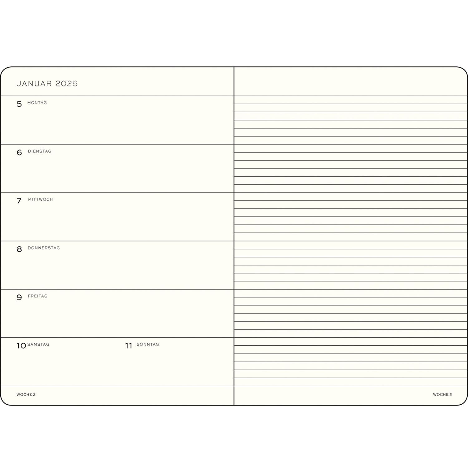 Leuchtturm1917 Taschenkalender Wochenkalender 2027 & Notizbuch Medium A5 Hardcover Port Red – Bild 2 von 2