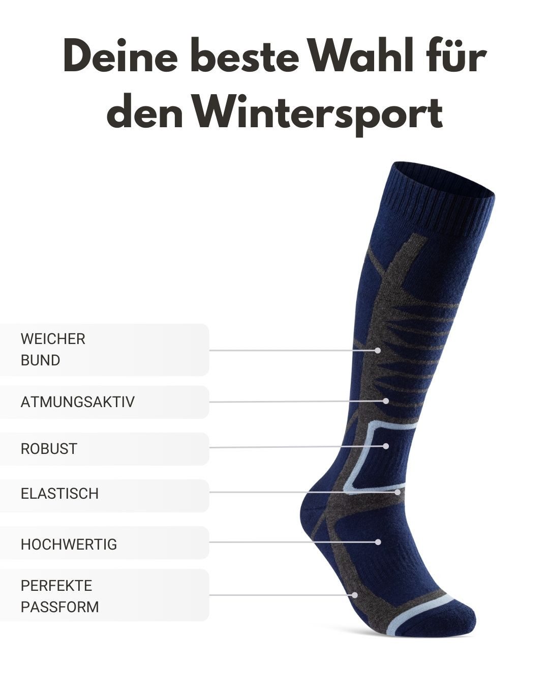sockenkauf24 Skisocken Ski Strümpfe Herren & Damen Ski Socken lang Atmungsaktiv (2-Paar)