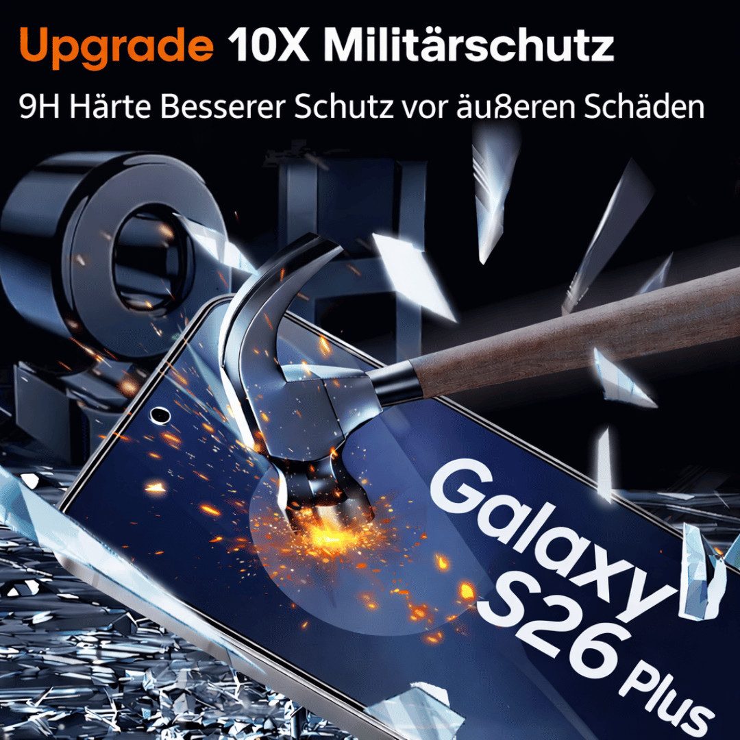 SmartUP Displayschutzglas 2X Schutzglas für Samsung Galaxy S26 Plus Display Kamera Panzerglas 9H für Samsung Galaxy S26 Plus, 4 Stück, Rundumschutz, passgenaue  – Bild 4 von 5