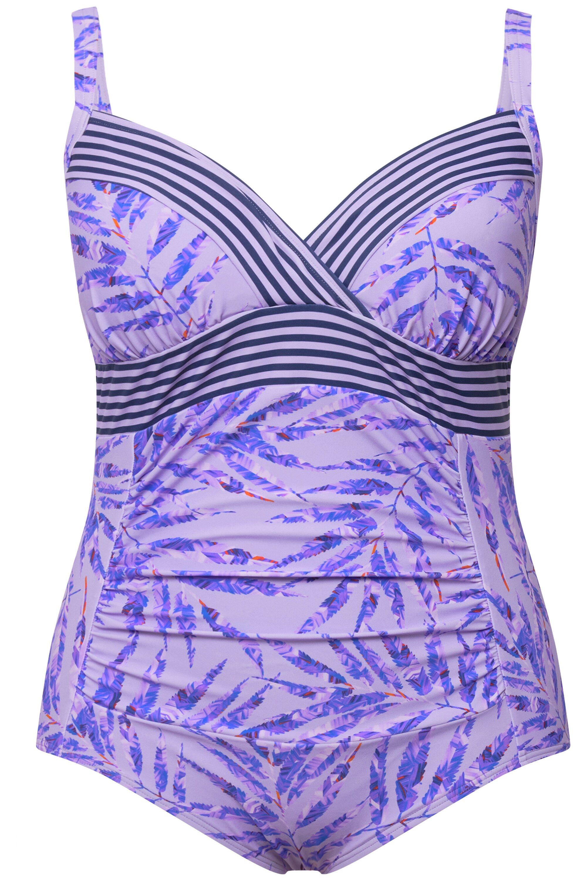 Ulla Popken Badeanzug Badeanzug Palmen Streifen Softcups recycelt günstig online kaufen