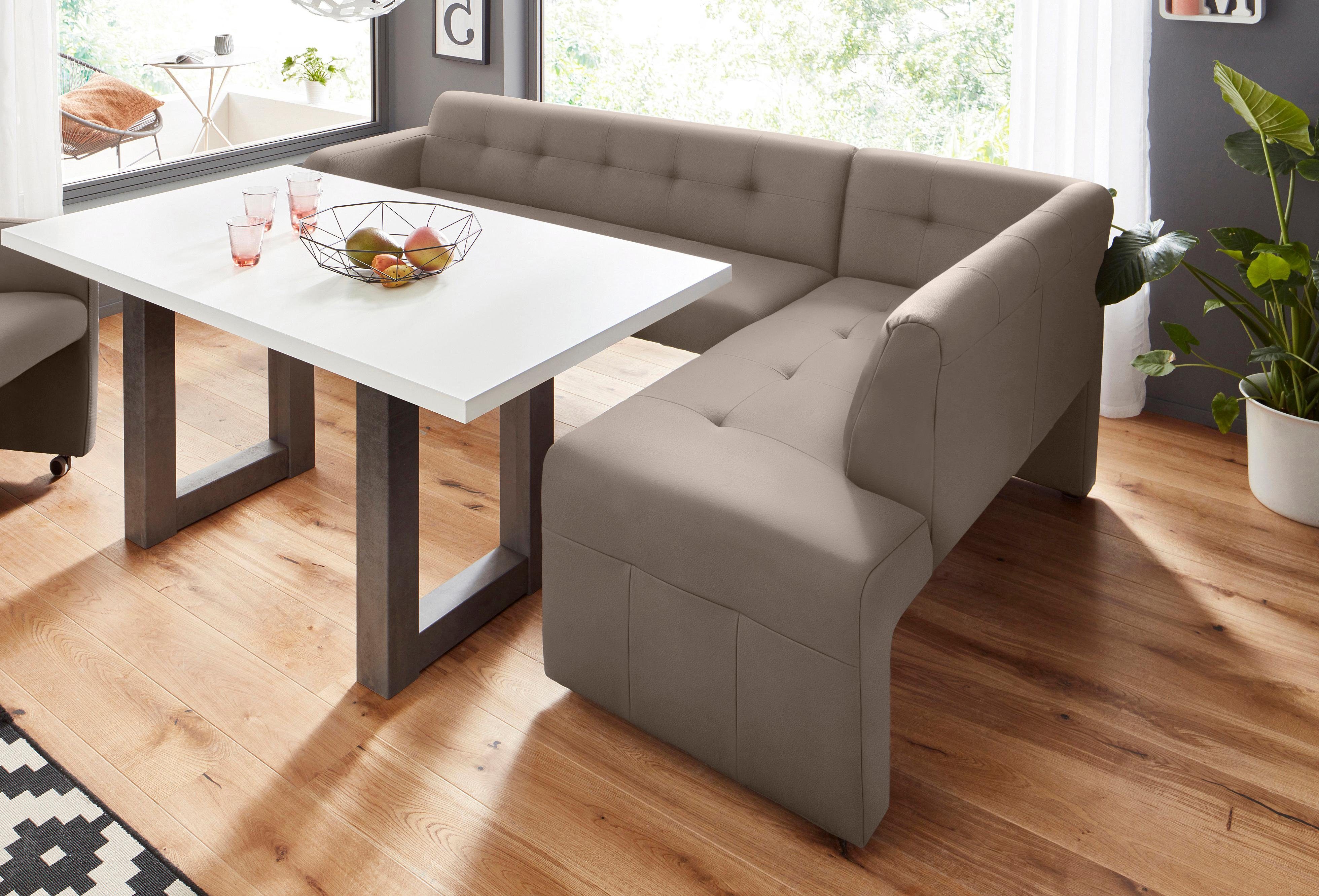 exxpo - sofa fashion Eckbank Barista mit toller Detailverarbeitung, hohe Bodenfreiheit, Komfortsitzhöhe 49cm, Frei im Raum stellbar