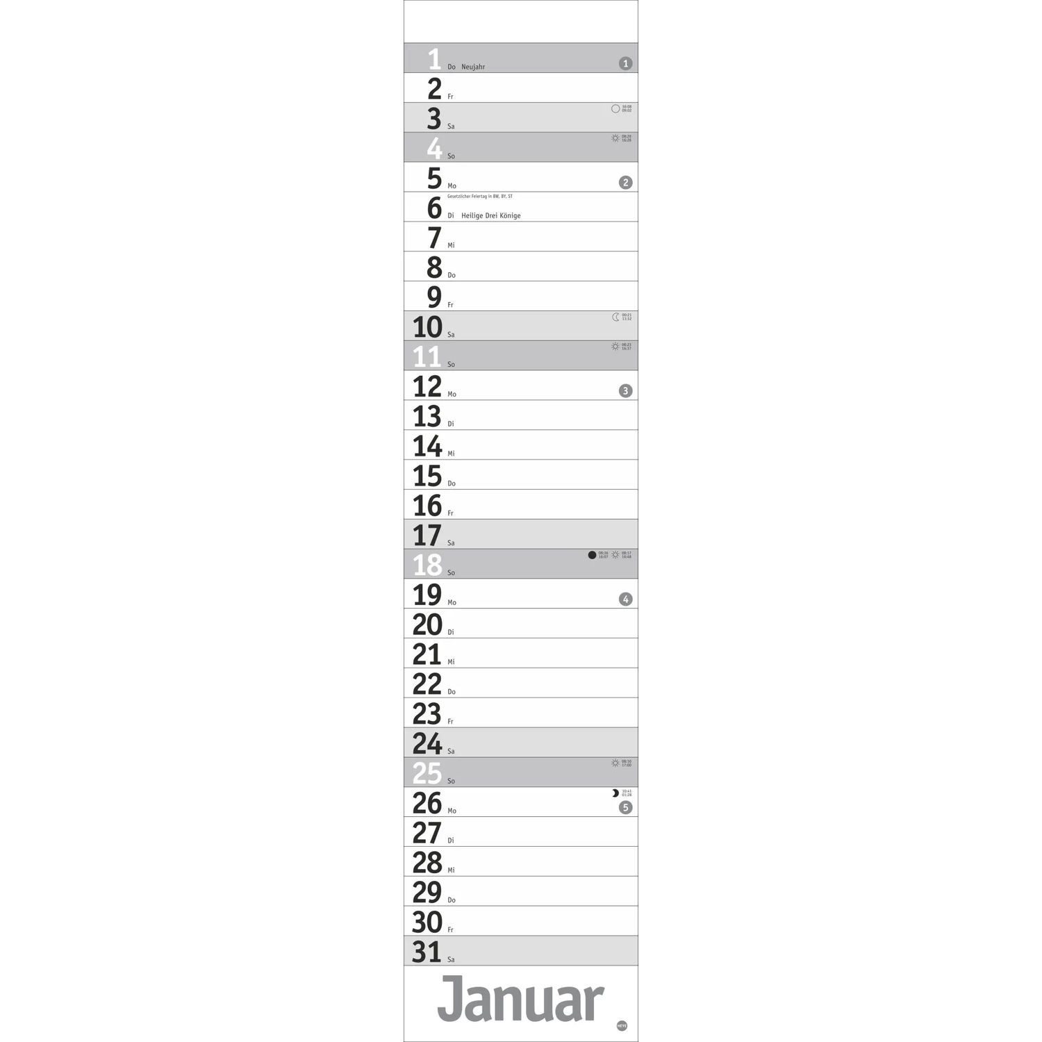 HEYE Wandkalender Langplaner, silber 2026