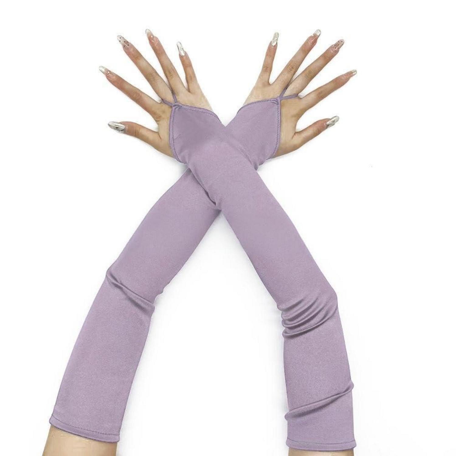 LuxusKollektion Kostüm Damen Abendhandschuhe Satin Hellviolett