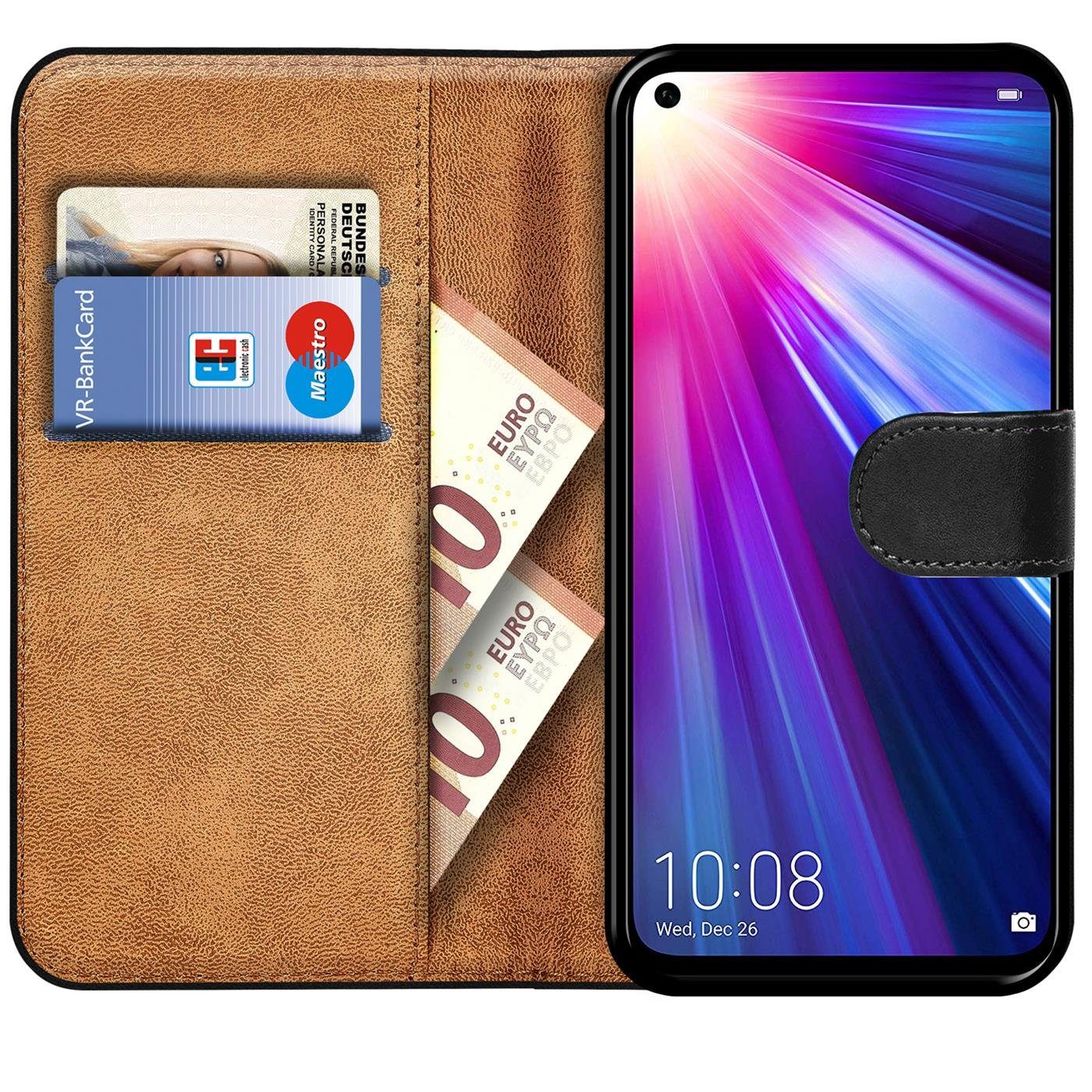 CoolGadget Handyhülle Wallet Klapp Tasche Book Case für Honor View 20 6,4 Zoll, Hülle Klapphülle Flip Cover Etui Schutzhülle