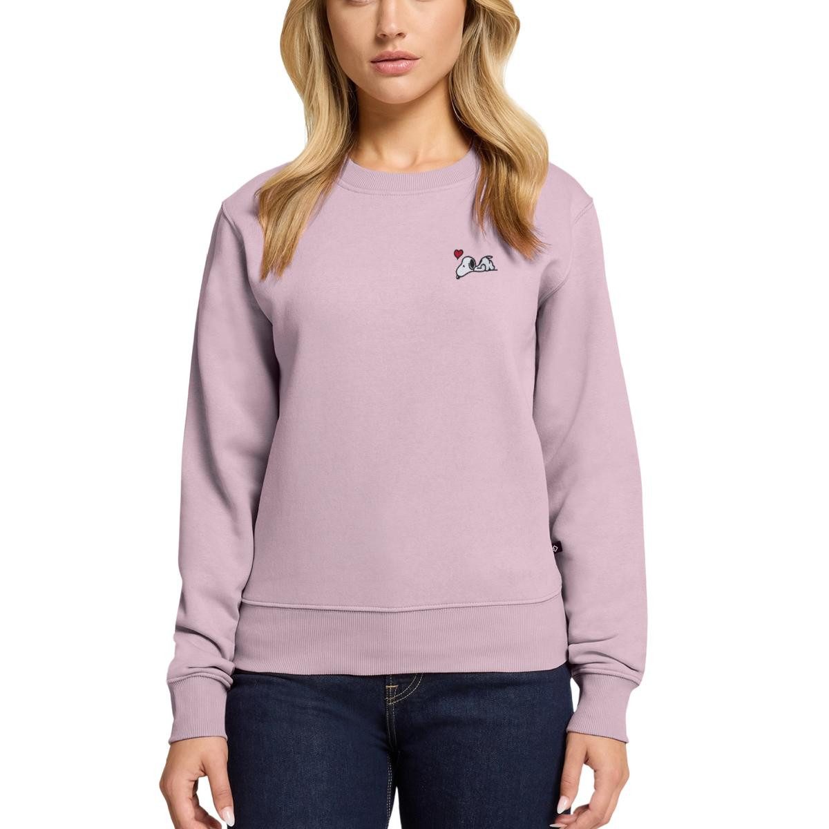 Spreadshirt Sweatshirt Peanuts Snoopy Liebe Herz Love Stick Damen Premium Pullover (1-tlg)