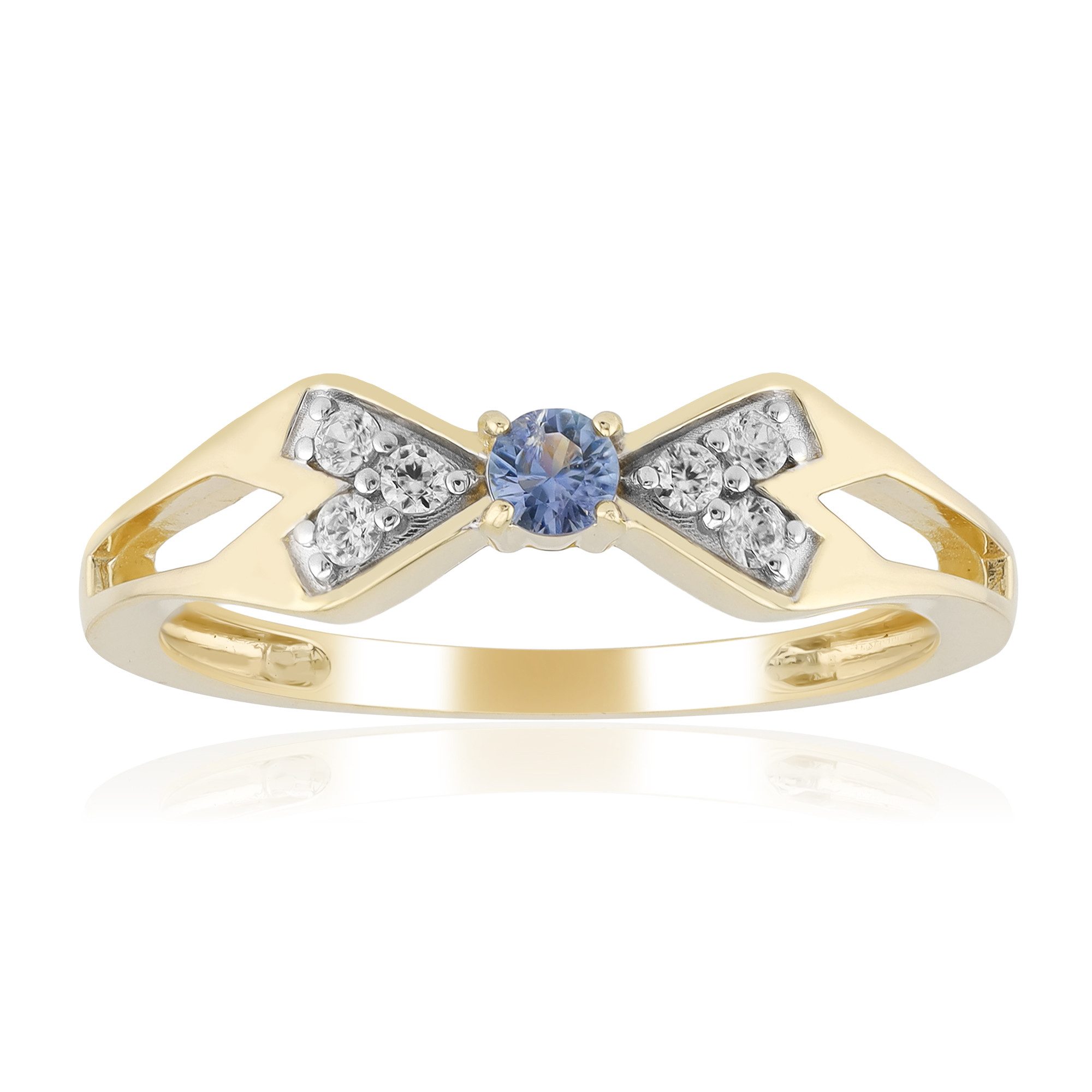 Cavill Goldring Cavill Ring 375er Gelbgold, 0,077 ct Benitoit, 6 Zirkonia Damen (1-tlg)