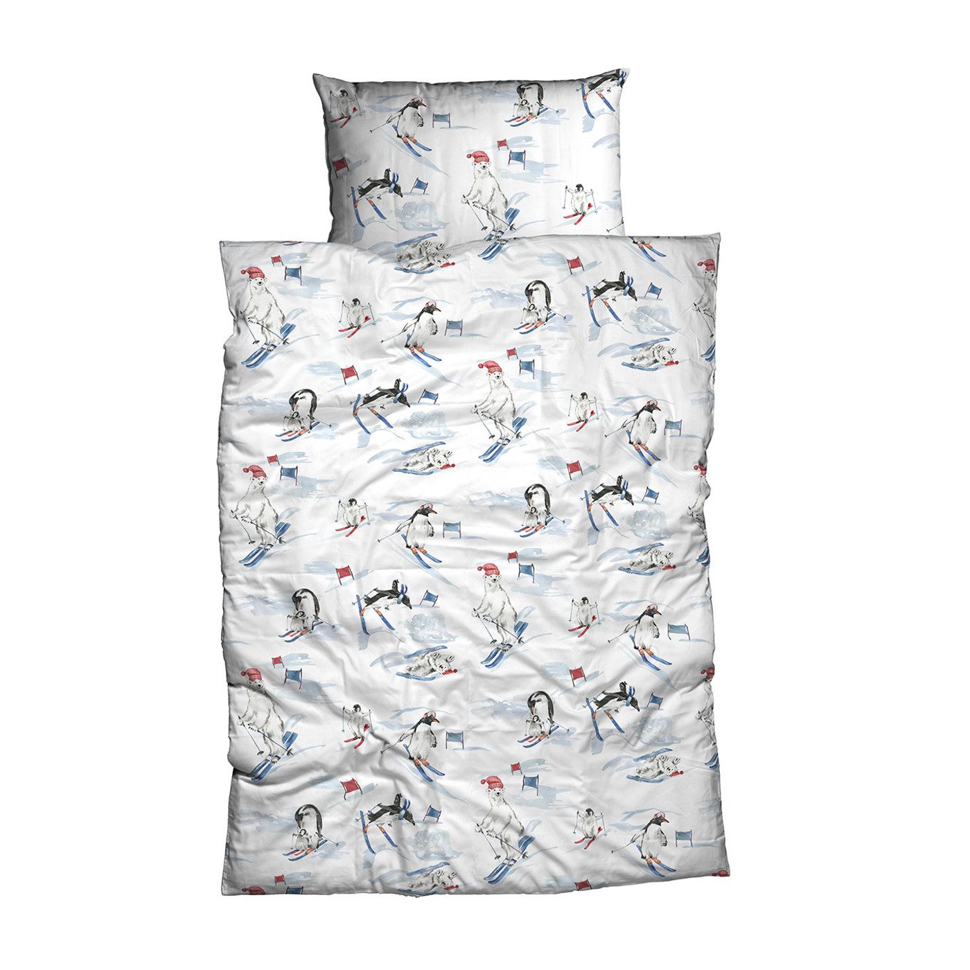 Dormabell Bettwäsche Dormabell Biber Bettwäsche Penguin Pinguin Eisbär Skifahrer 135x200, Edel Feinbiber, 2 teilig