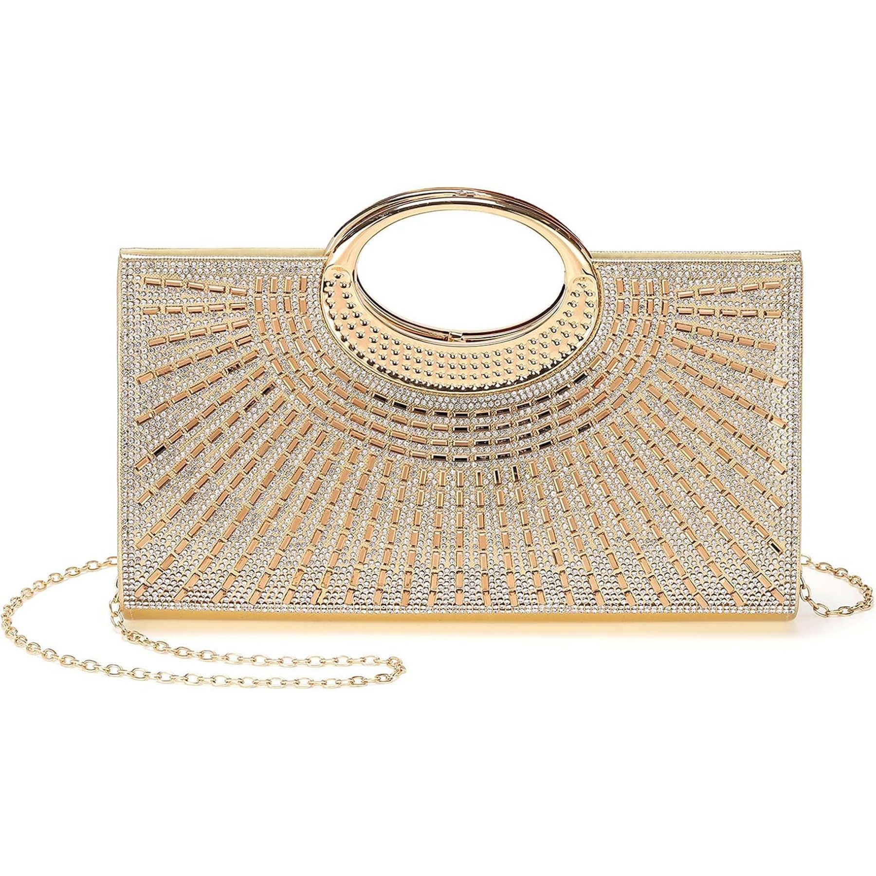 Mutig Abendtasche Clutch,Abendtasche,Handtasche, Handtasche mit abnehmbarem Kettenriemen (Clutch-Handtaschen für Damen Strass-Abendtasche Funkelnde, 14.3 x 25.5 x 5cm Modische Geldbörse), für Hochzeit, Cocktailparty, Bankette,Partys,Abschlussbälle,Damen