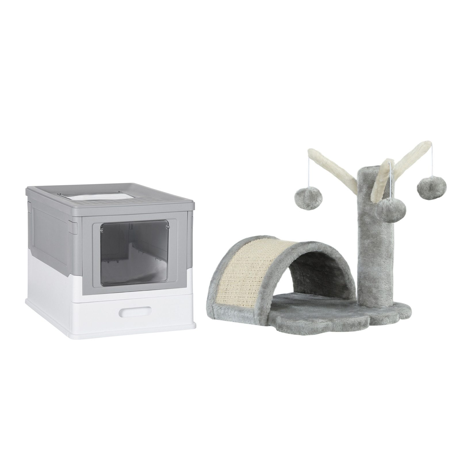 FELIXLEO Kratzbaum Katzentoilette mit Deckel Katzenklo Kratzbaum Katzenturm