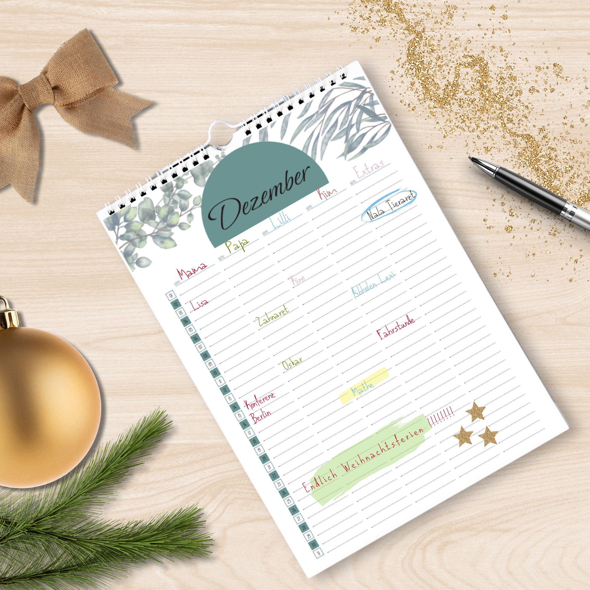 CUPCAKES & KISSES Familienkalender Familienkalender A4, strukturierter Planer mit liebevollen Details