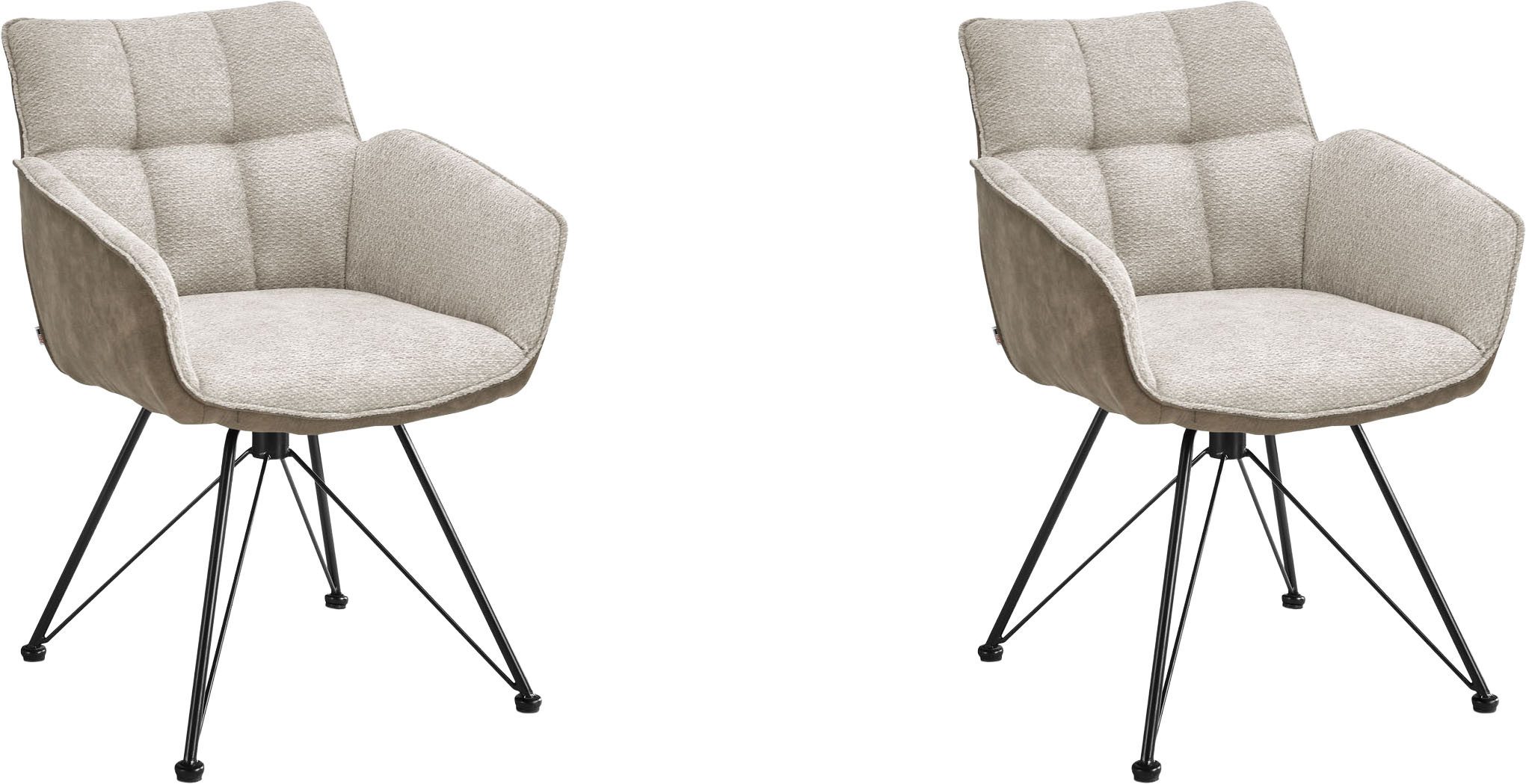 set one by Musterring Esszimmerstuhl Frisco-B (Set, 2 St), Bezug innen Chenille und außen Microfaser, Design-Gestell schwarz