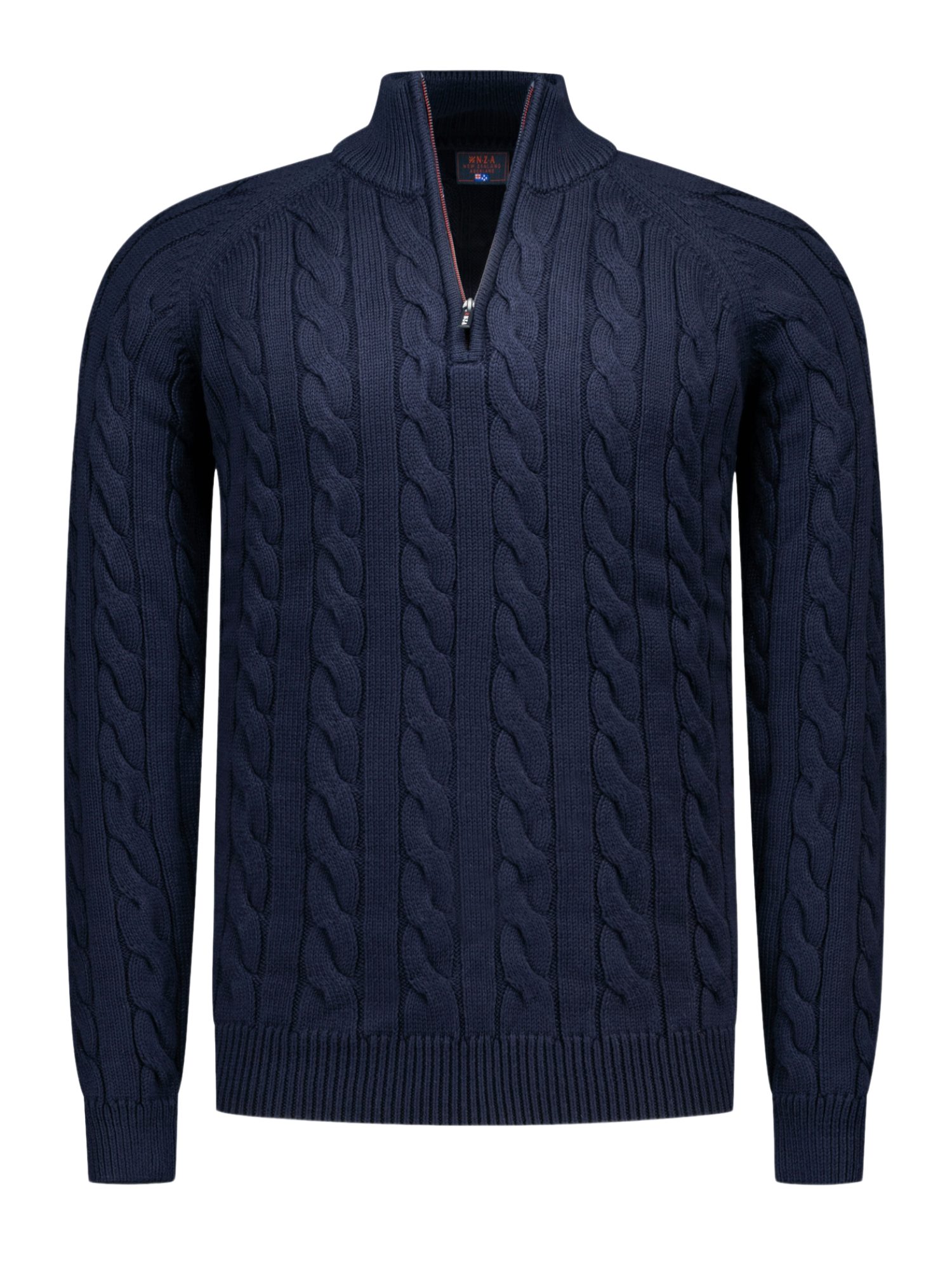 New Zealand Auckland Strickpullover NZA263 H blau,Casual,Baumwolle,Strukturiert,Troyer-Kragen,Langarm,Regular Fit