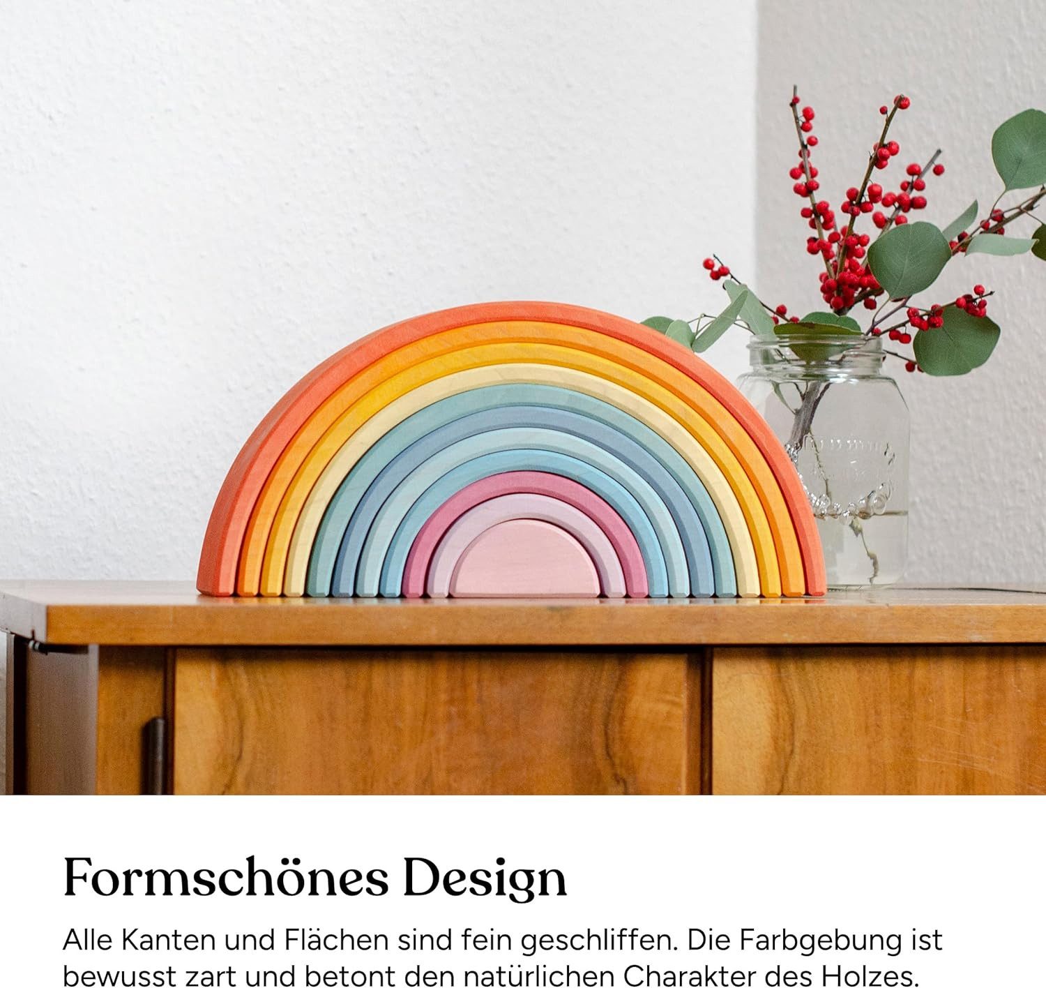 Ehrenkind Stapelspielzeug Regenbogen, nachhaltig und natürliches Massivholz FSC®, (Holzspielzeug Früherziehung), Montessori Spielzeug