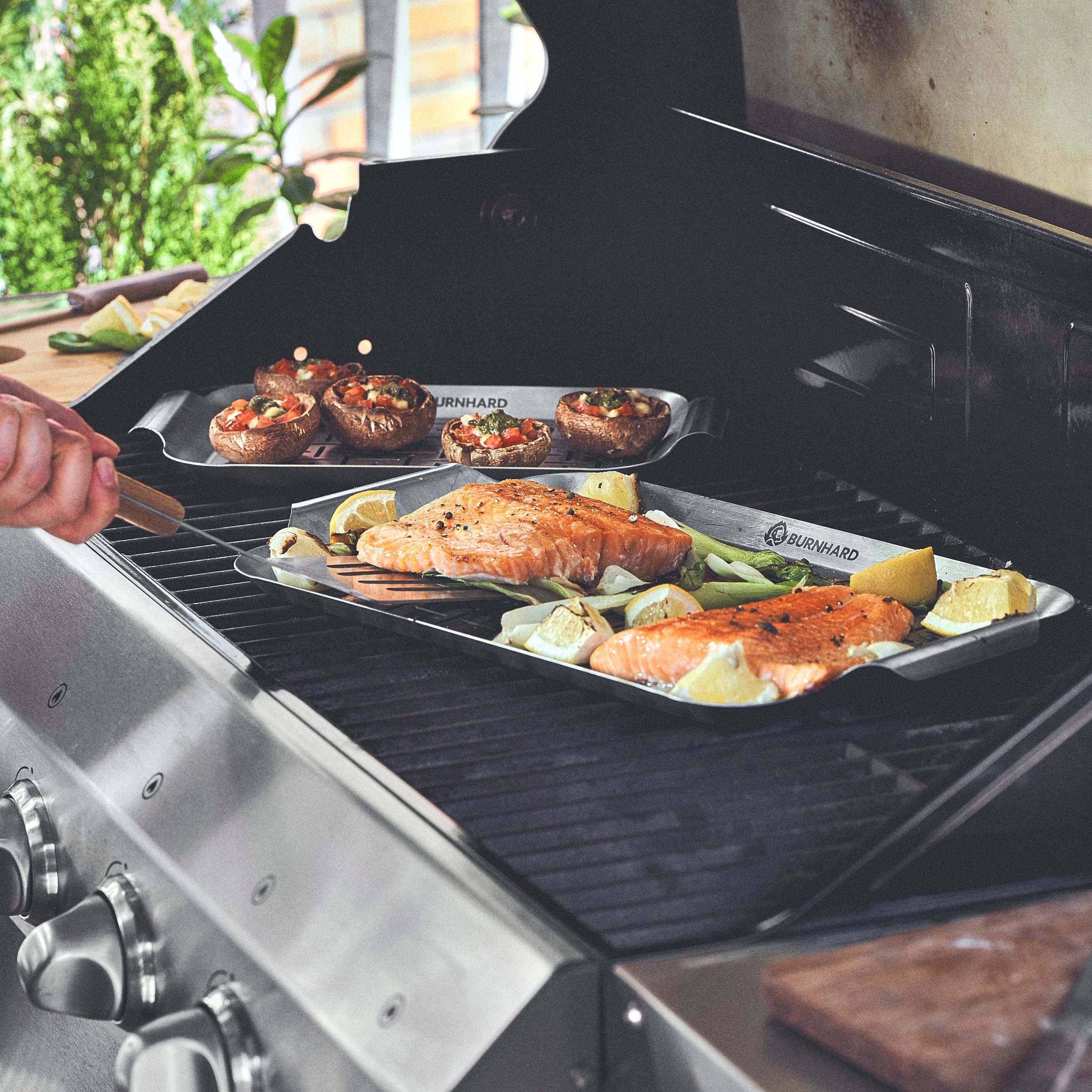 BURNHARD® Grillschale Edelstahl Grillschale groß 42,5 x 25 x 2 cm – Bild 5 von 5