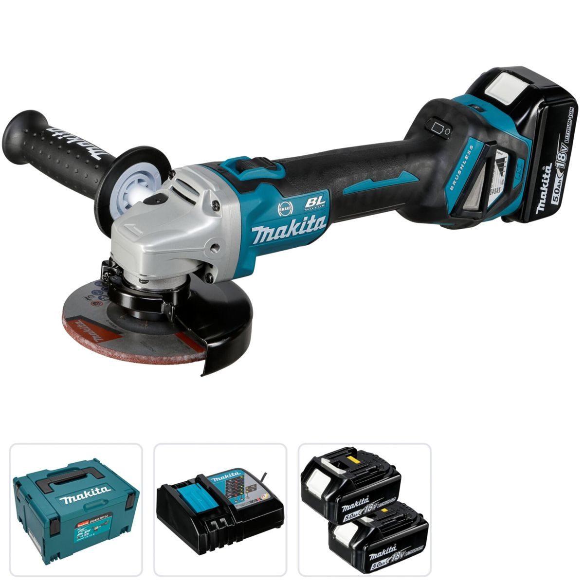 Makita Winkelschleifer DGA513RT3J Akku-Winkelschleifer