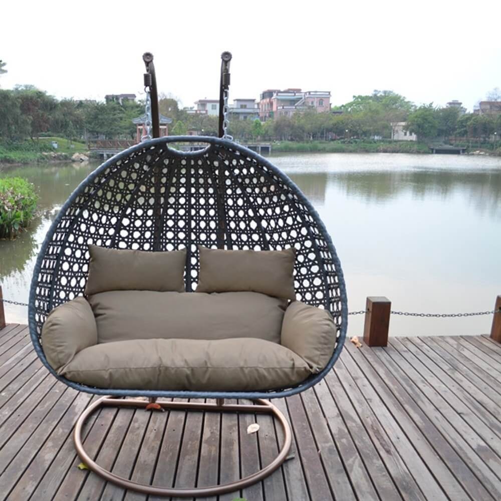 HOME DELUXE Polyrattan Kopfkissen Rückenkissen Kissen, - TWIN Nur 2 Auflagekissen UV-Beständig,1x Hängesessel und Sitz