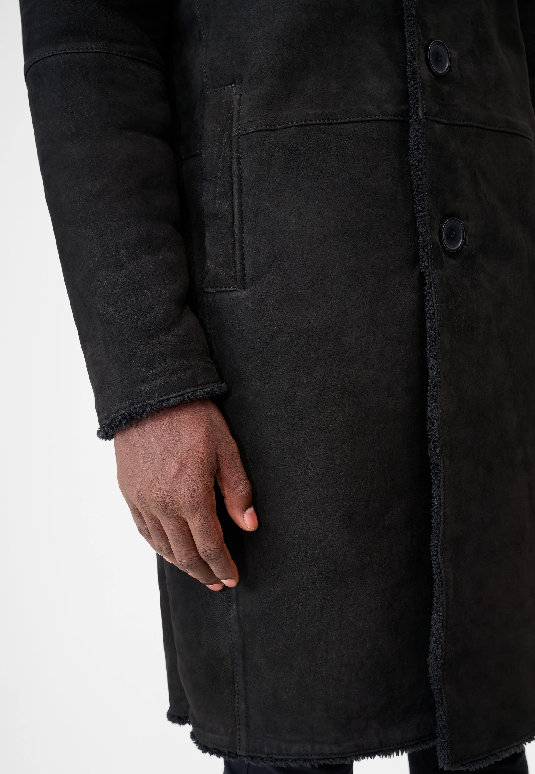 RICANO Ledermantel Leandro 100 % Lamm Velour Leder – samtig-weich & hochwertig