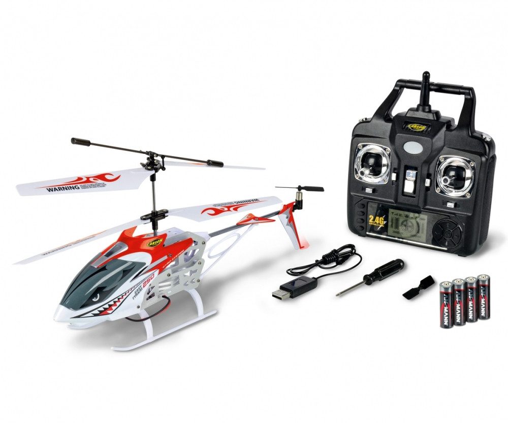 Carson RC Hubschrauber Easy Tyrann 250 2.4G 100% RTF rot RC-Ladegerät