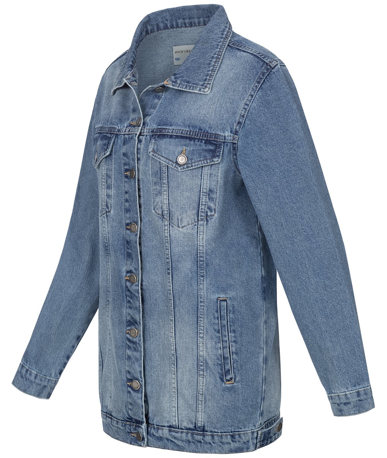 Rock Creek Damen Oversize D-480 Jeansjacke Jeansjacke Hellblau