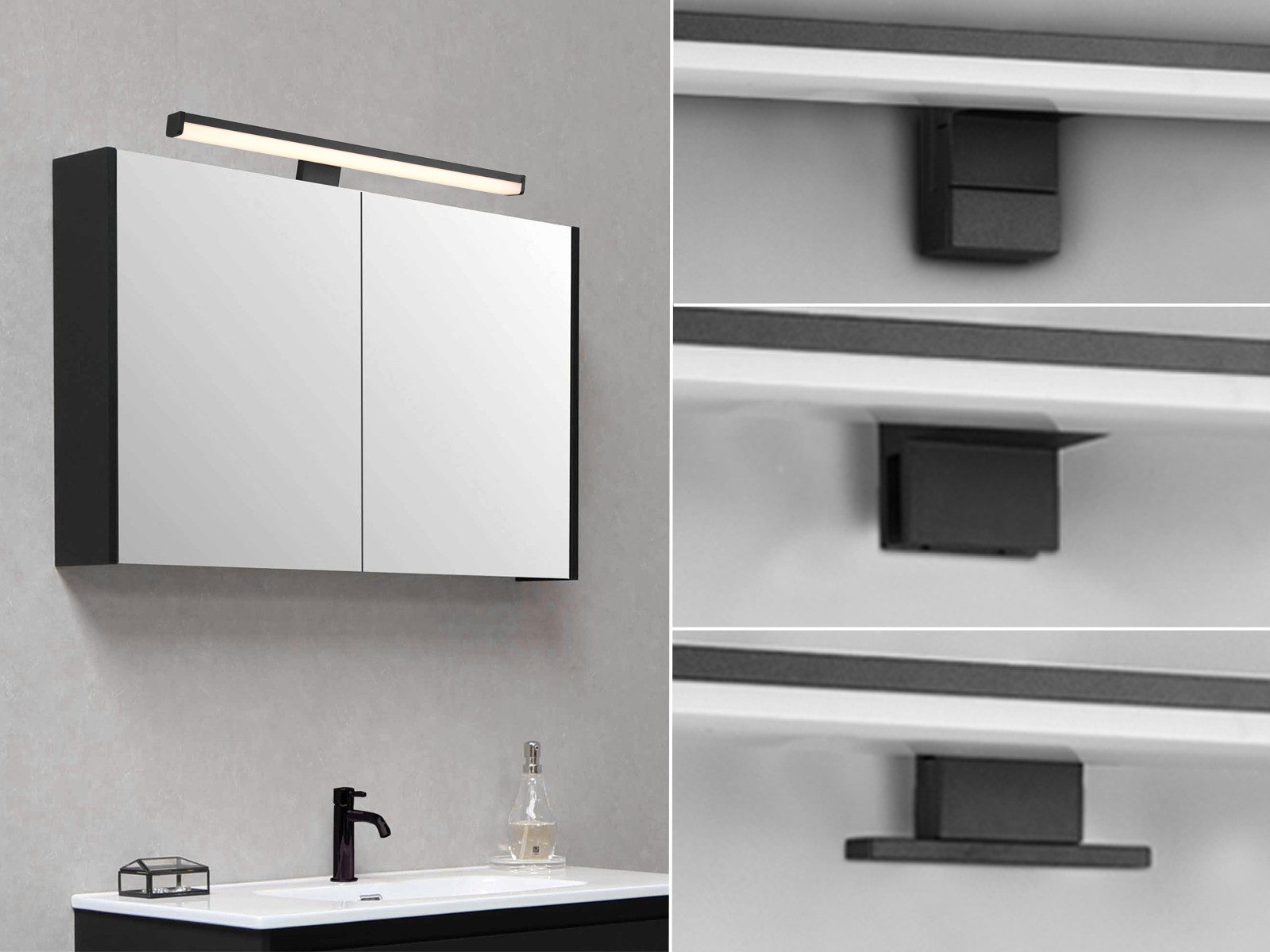 TRIO Leuchten LED Spiegelleuchte, LED fest integriert, Warmweiß, Badlampe für Spiegel mit 3 verschiedenen Montagehalterungen, B: 40cm