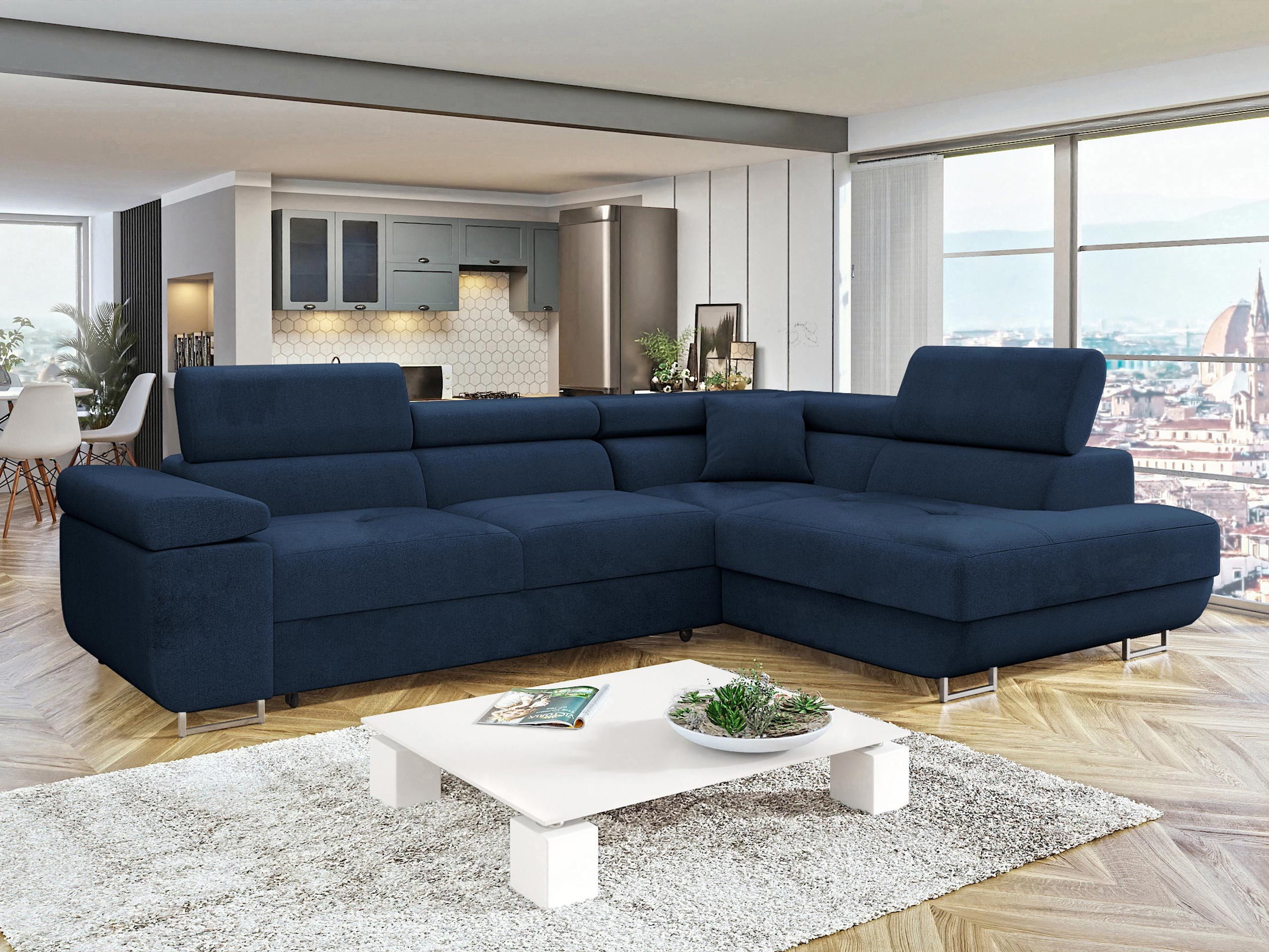 MIRJAN24 Ecksofa Torezio, mit Bettkasten und Schlaffunktion, Einstellbare Kopfstützen, 274x203x70-90 cm