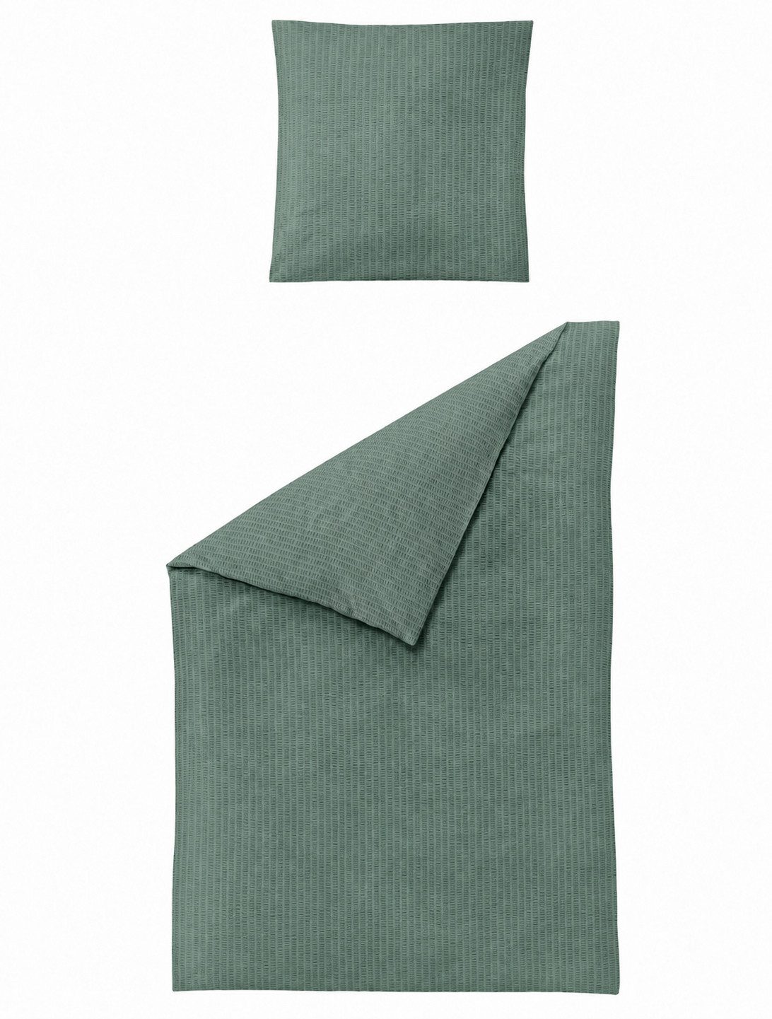 Janine Bettwäsche Seersucker, Seersucker, 2 teilig, bügelfrei, uni salbeigrün