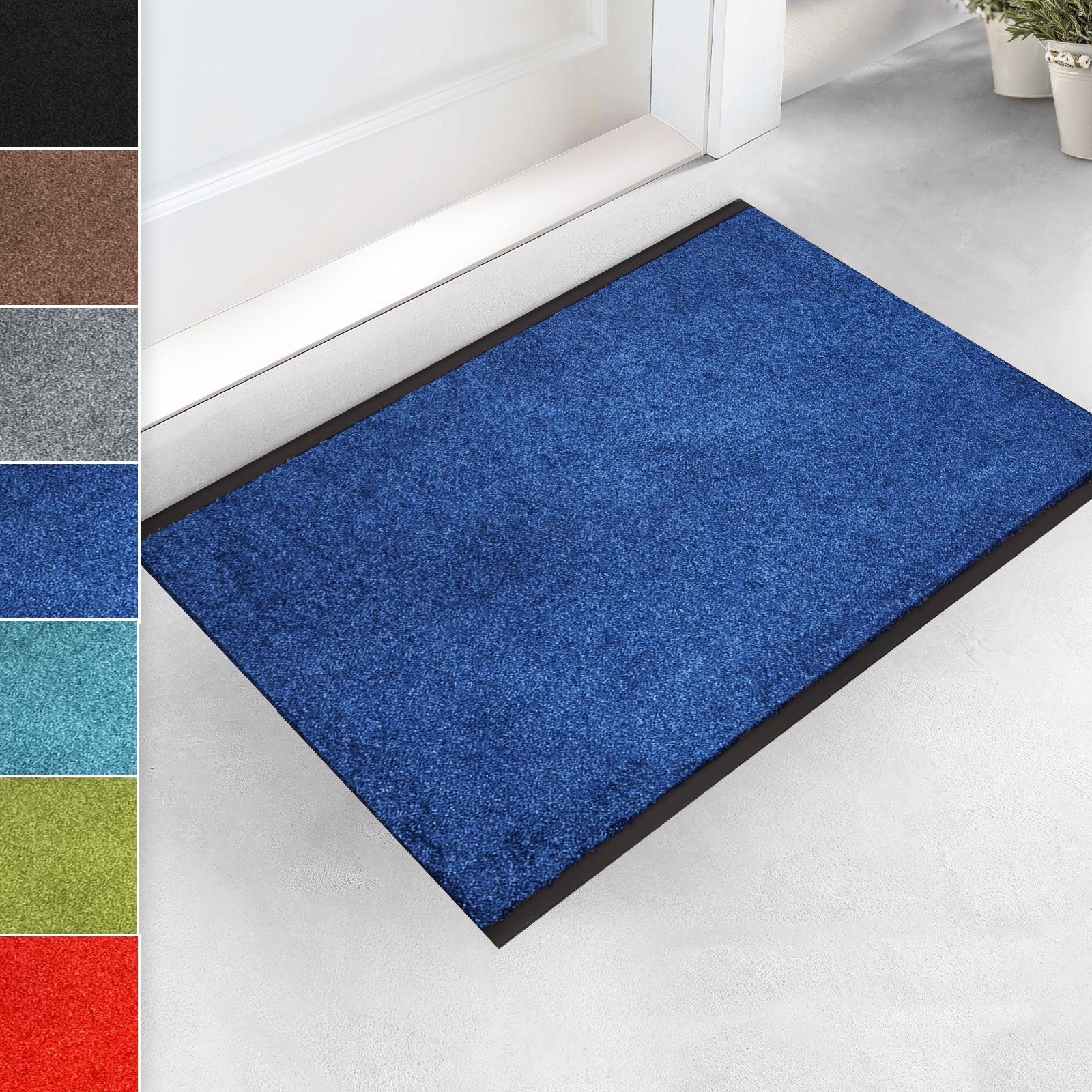 Fußmatte Schmutzfangmatte Monochrom Zuschnitt, Viele Farben & Größen, Floordirekt, Höhe: 7 mm Blau