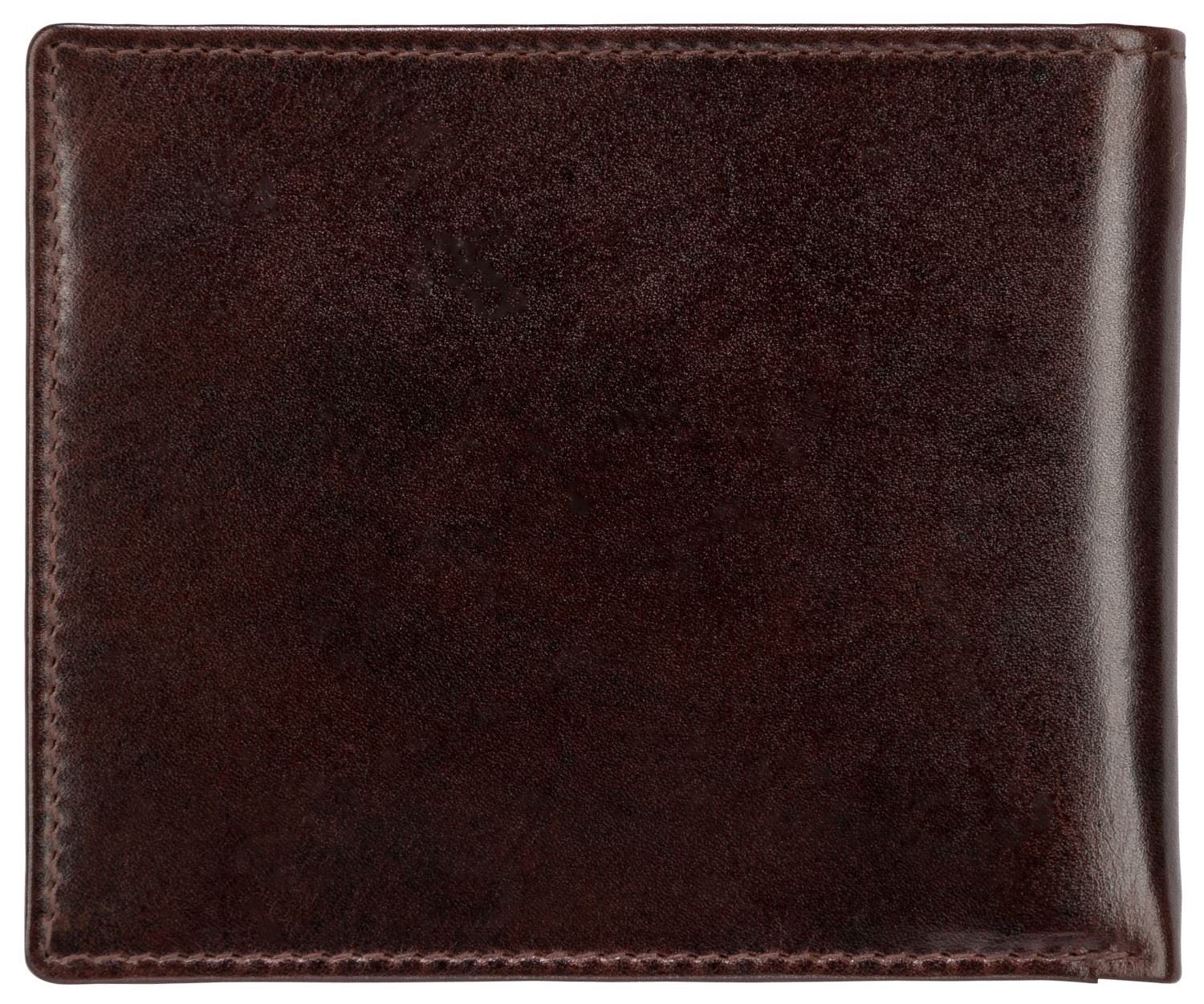 Red Baron Geldbörse Geldbeutel Leder Braun RB-WT-006-06, Kreditkartenfächer, Netzfach, Münzfach mit Druckknopf