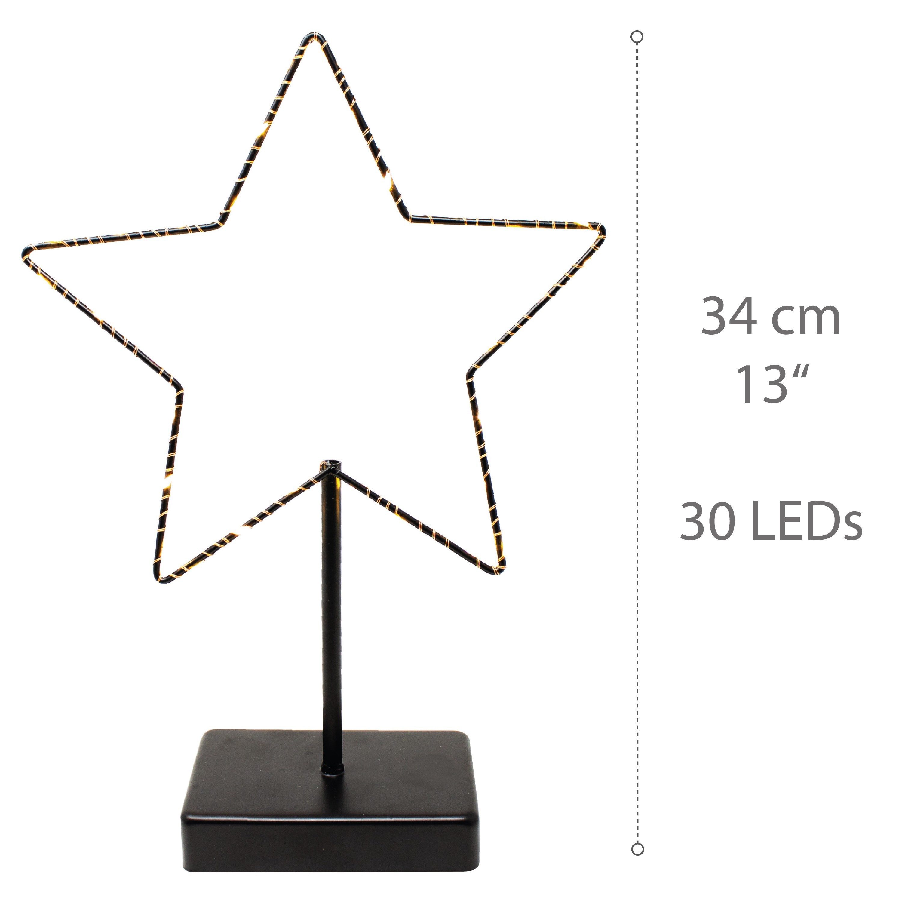 ToCi LED Stern Deko-Aufsteller Stern LED-Beleuchtung Metall-Leuchter 30 LED 22x34 cm
