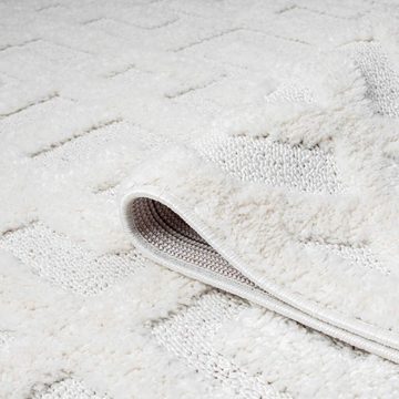 Hochflor-Teppich FOCUS737, Carpet City, rund, Höhe: 20 mm, Boho-Teppich, Hochtief-Muster/ 3D-Effekt, für Wohnzimmer, Schlafzimmer