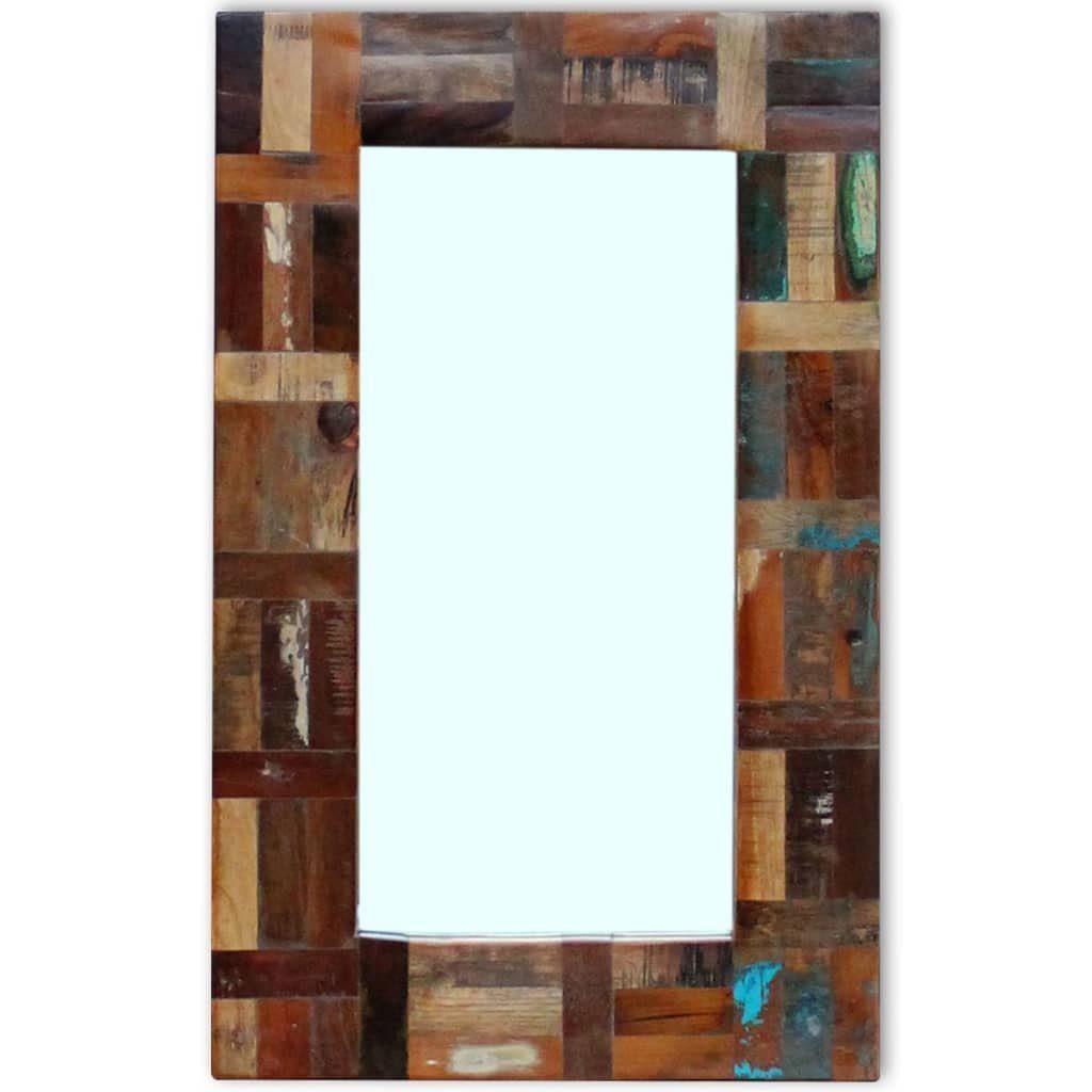 furnicato Wandspiegel Handgefertigter Spiegel aus Recyceltem Holz 50 x 80 cm im Retro-Style (1-St), Lackierte Wandspiegel-Variante für Bad, Makeup oder Garderobe
