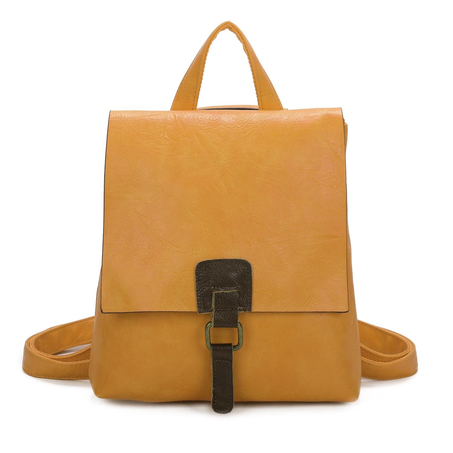 ITALYSHOP24 Rucksack Damen Schultertasche Backpack Umhängetasche CrossBody Leder Optik Bag, Geräumiges Hauptfach, praktische Fächer, komfortabel, leicht & robust